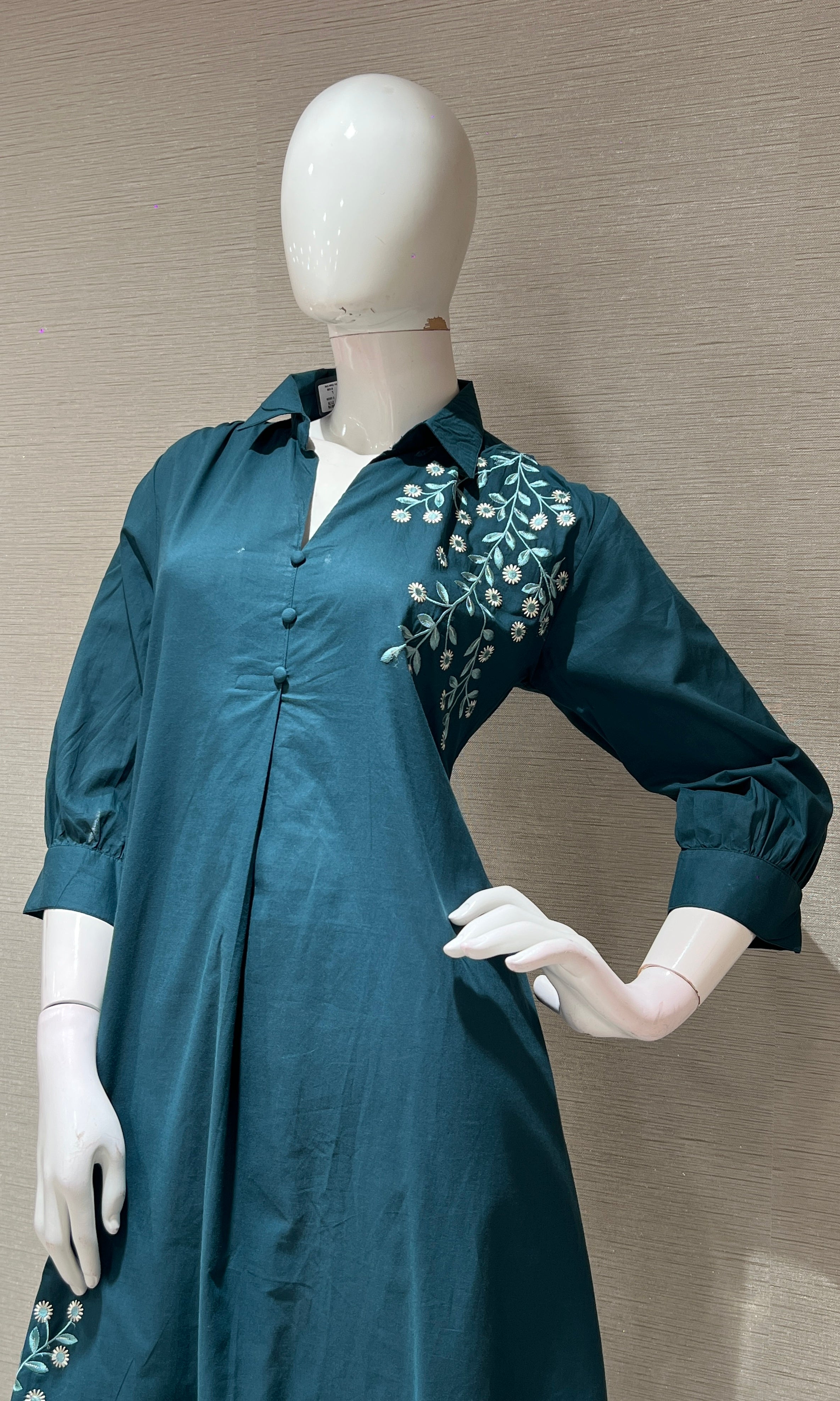 Green FLORAL RUFFLE KURTI TOP