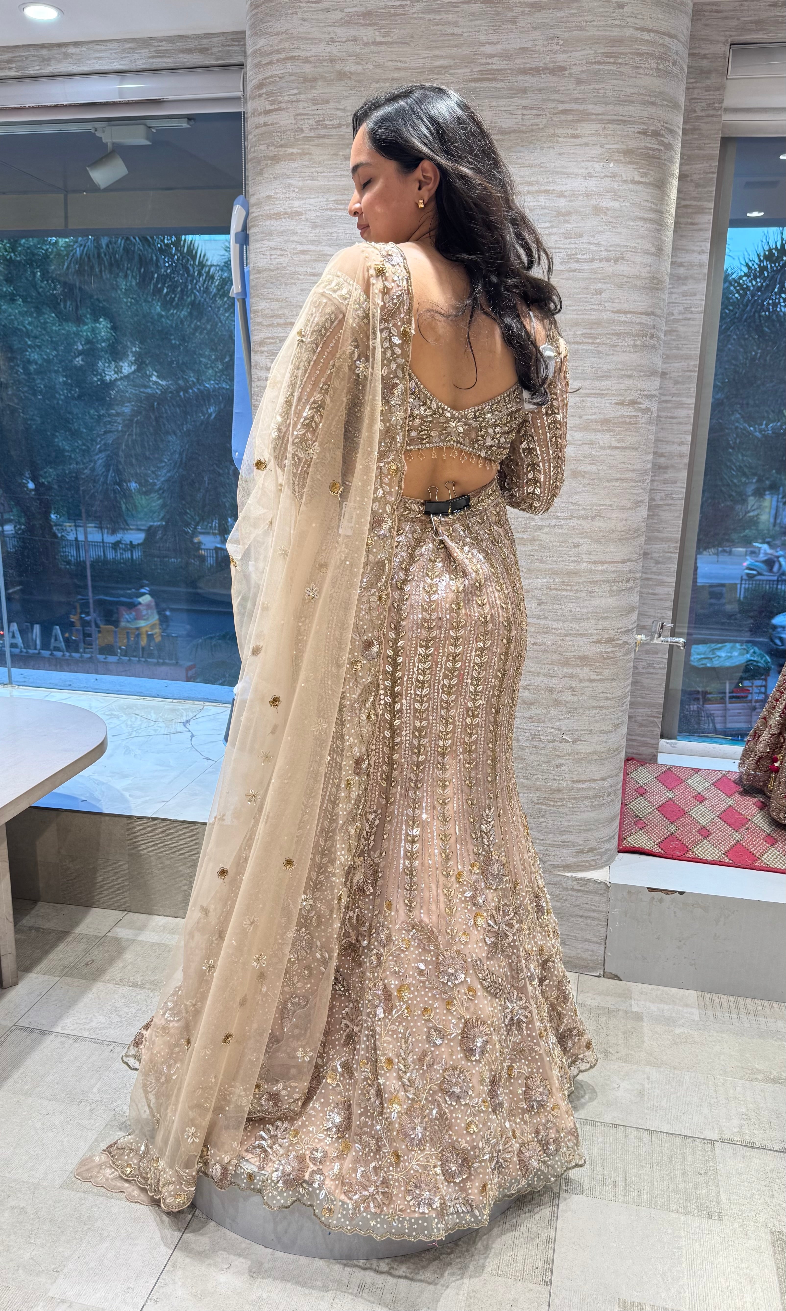 Gold Gilded Bridal Lehenga Ensemble