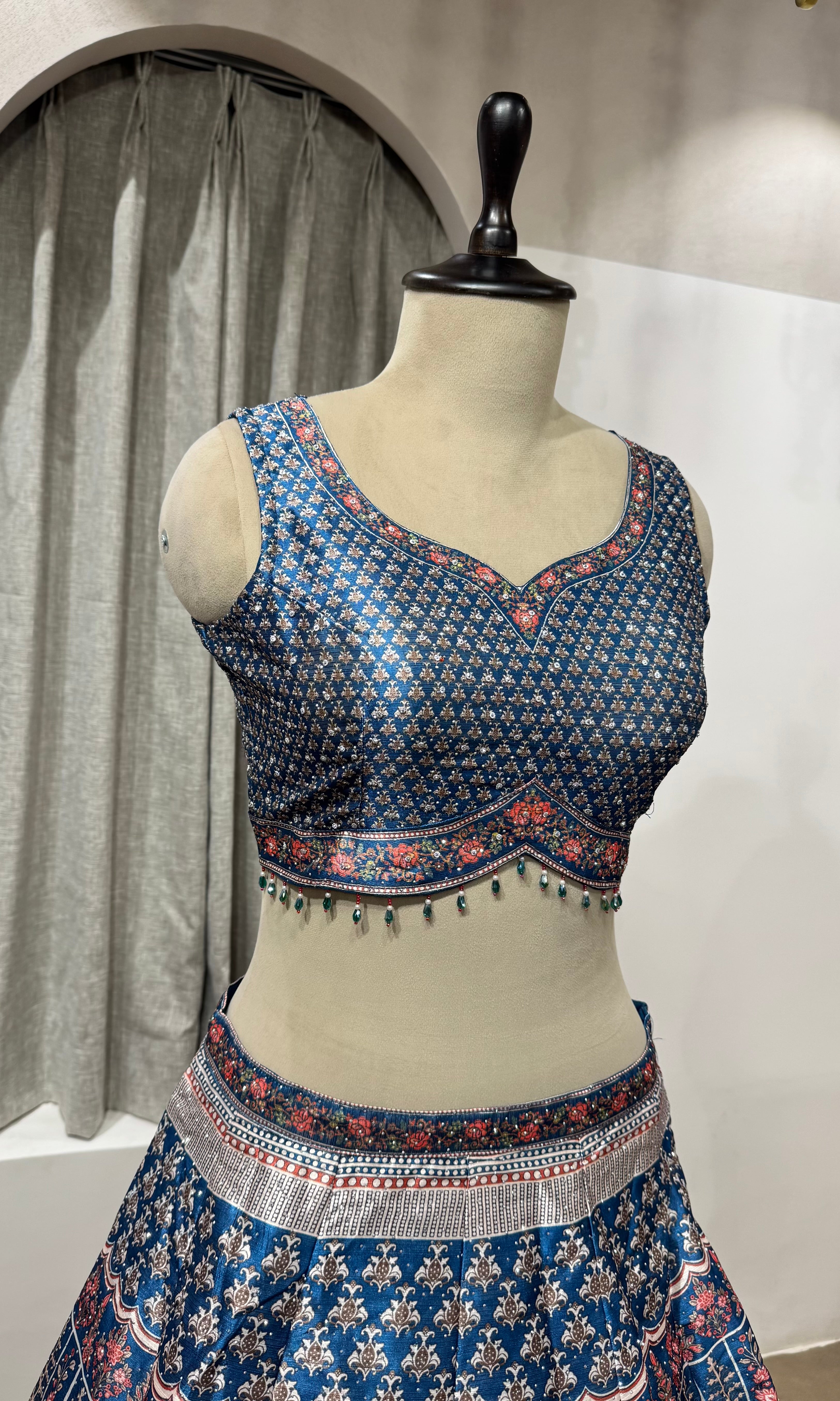 Blue Zardozi Embroidered LEHENGA