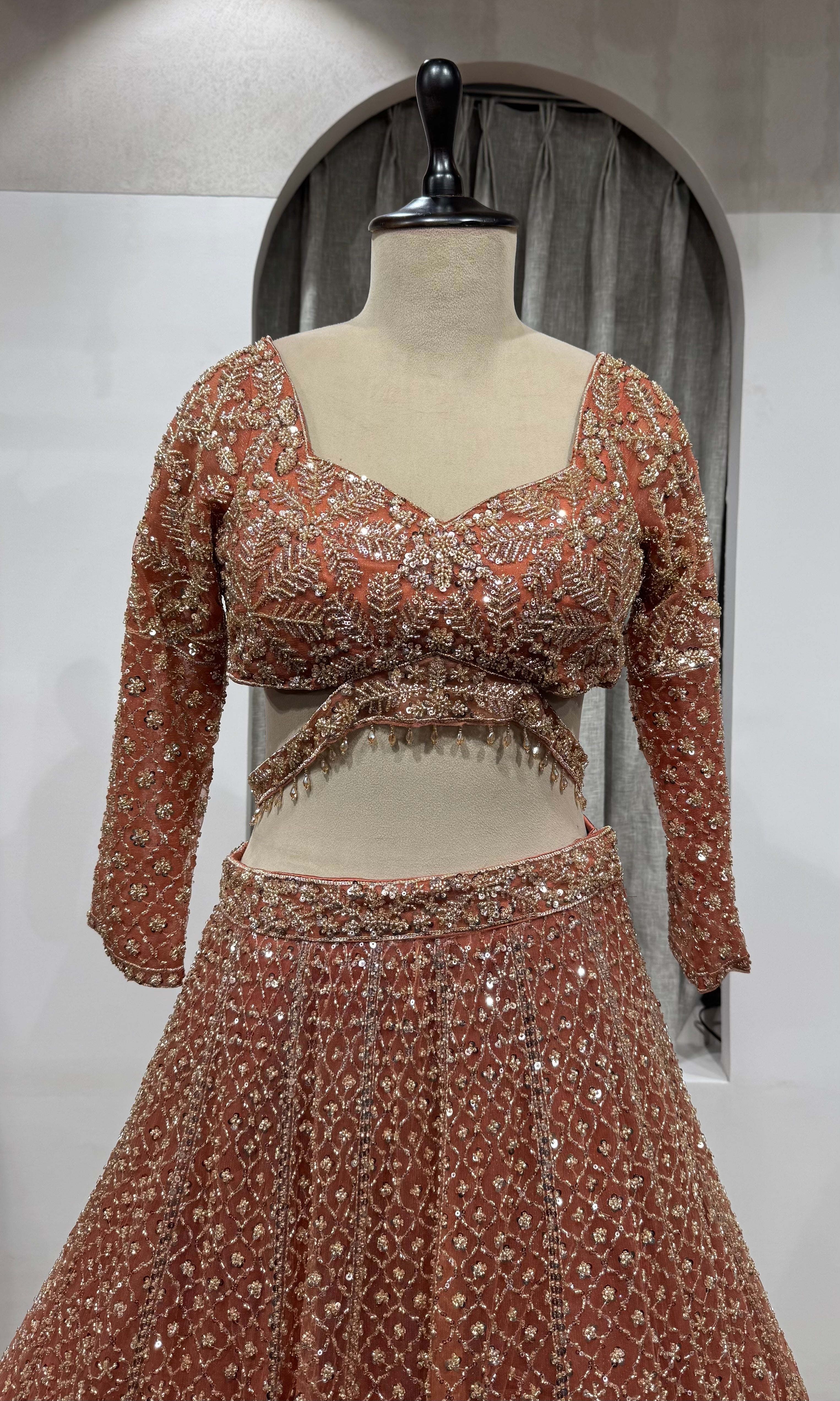Rust Orange Georgette Lehenga set