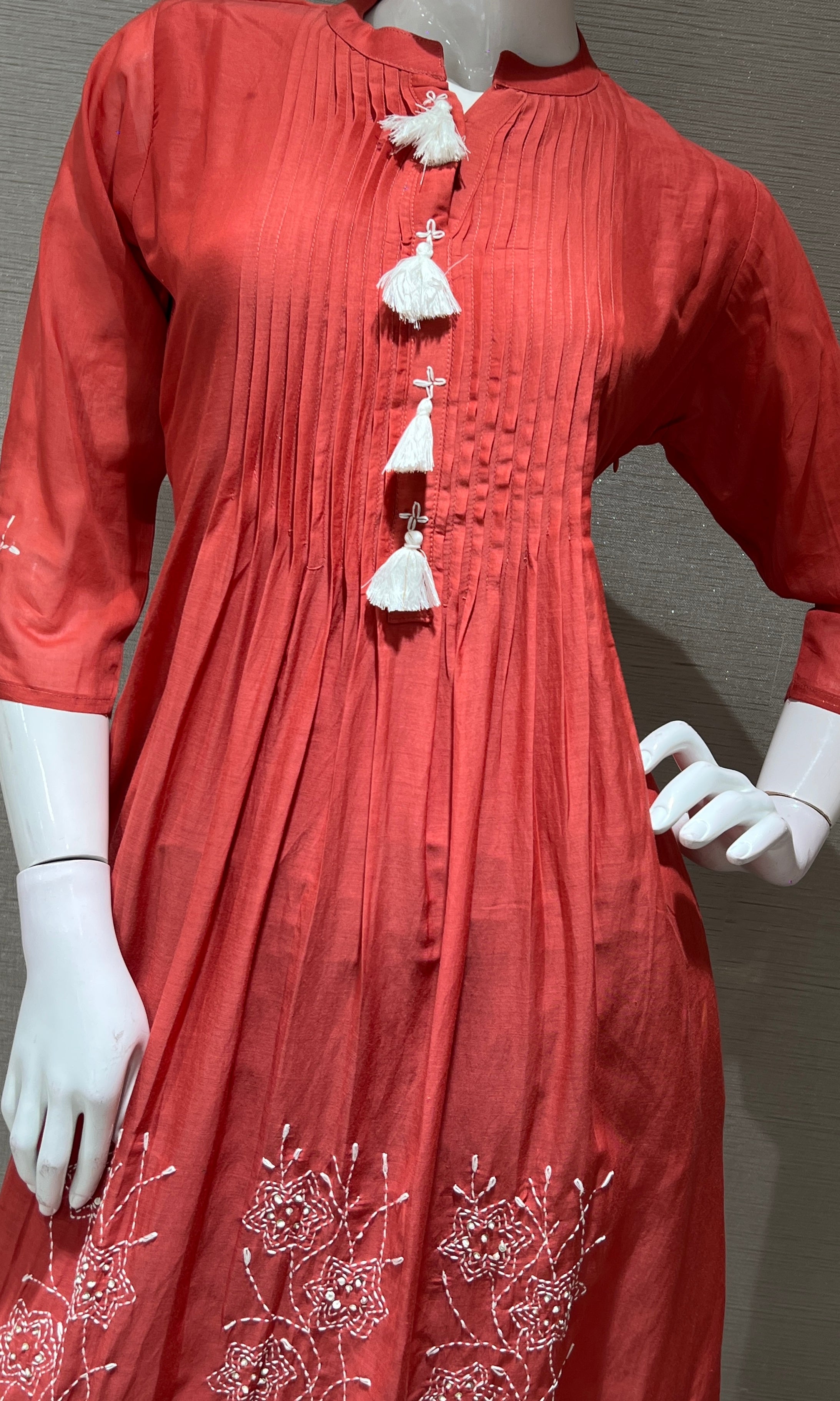 Rust FLORAL MUL CHANDERI kurta set