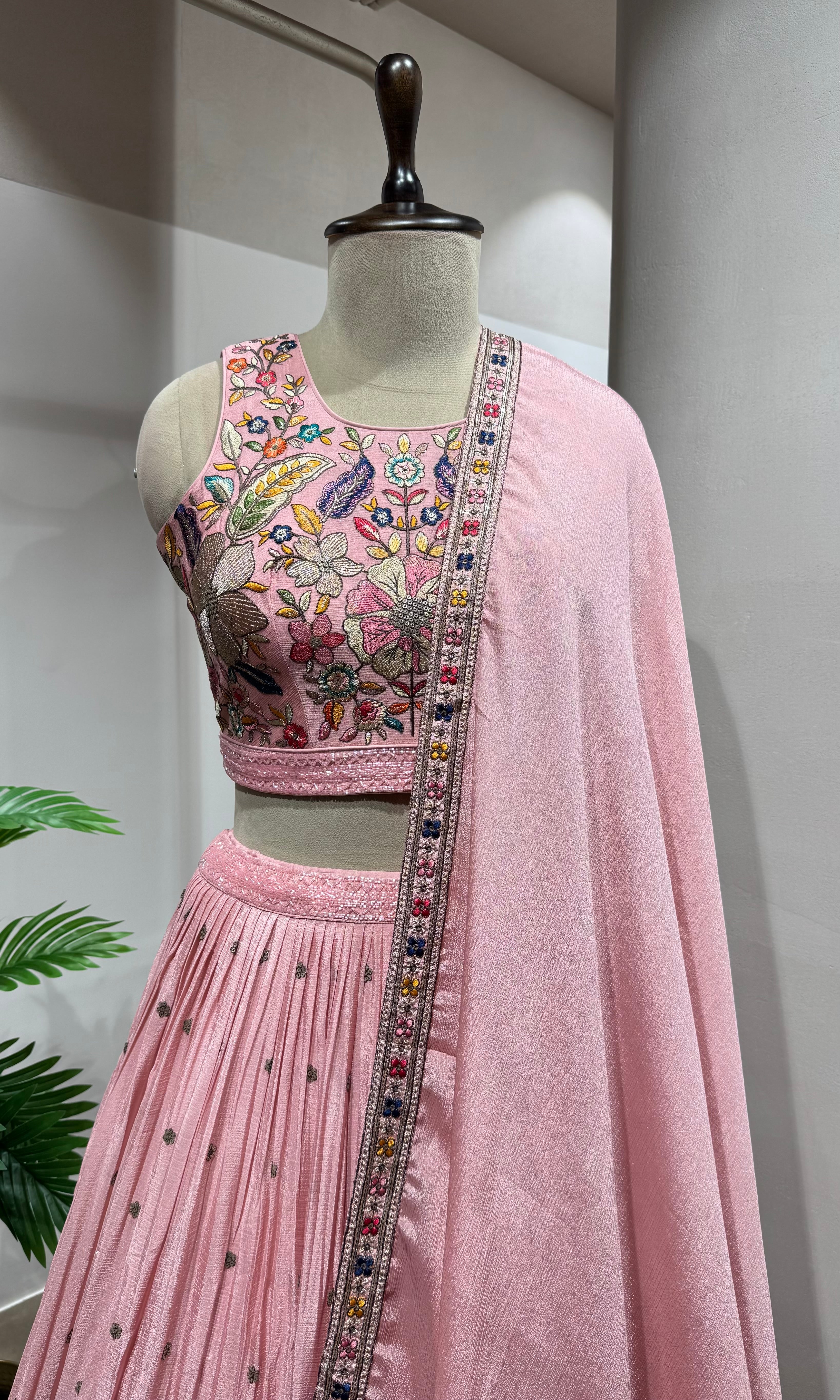 Blush Pink Lehenga Set with Embroidered BLOUSE