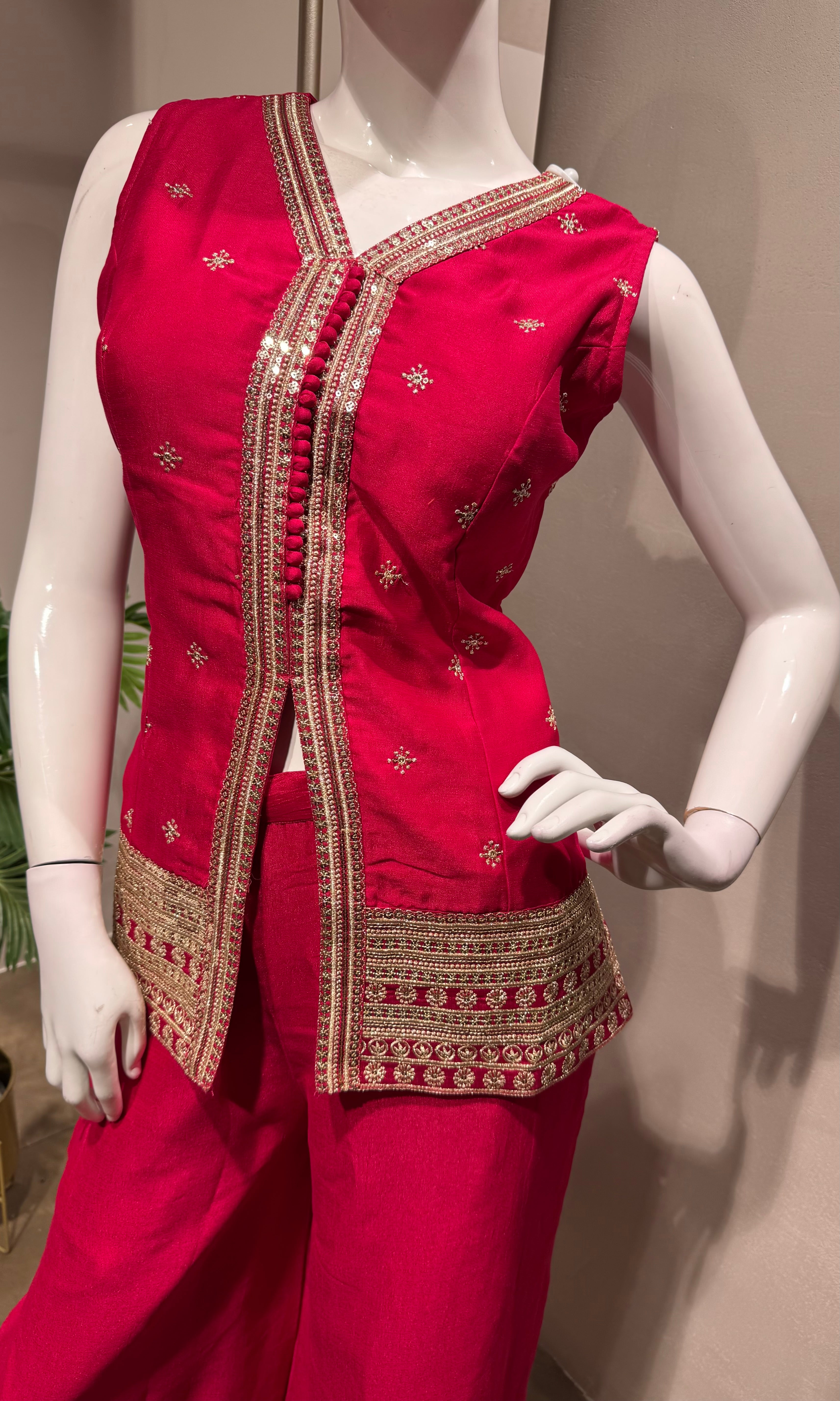 Rani gold embroidery sharara set