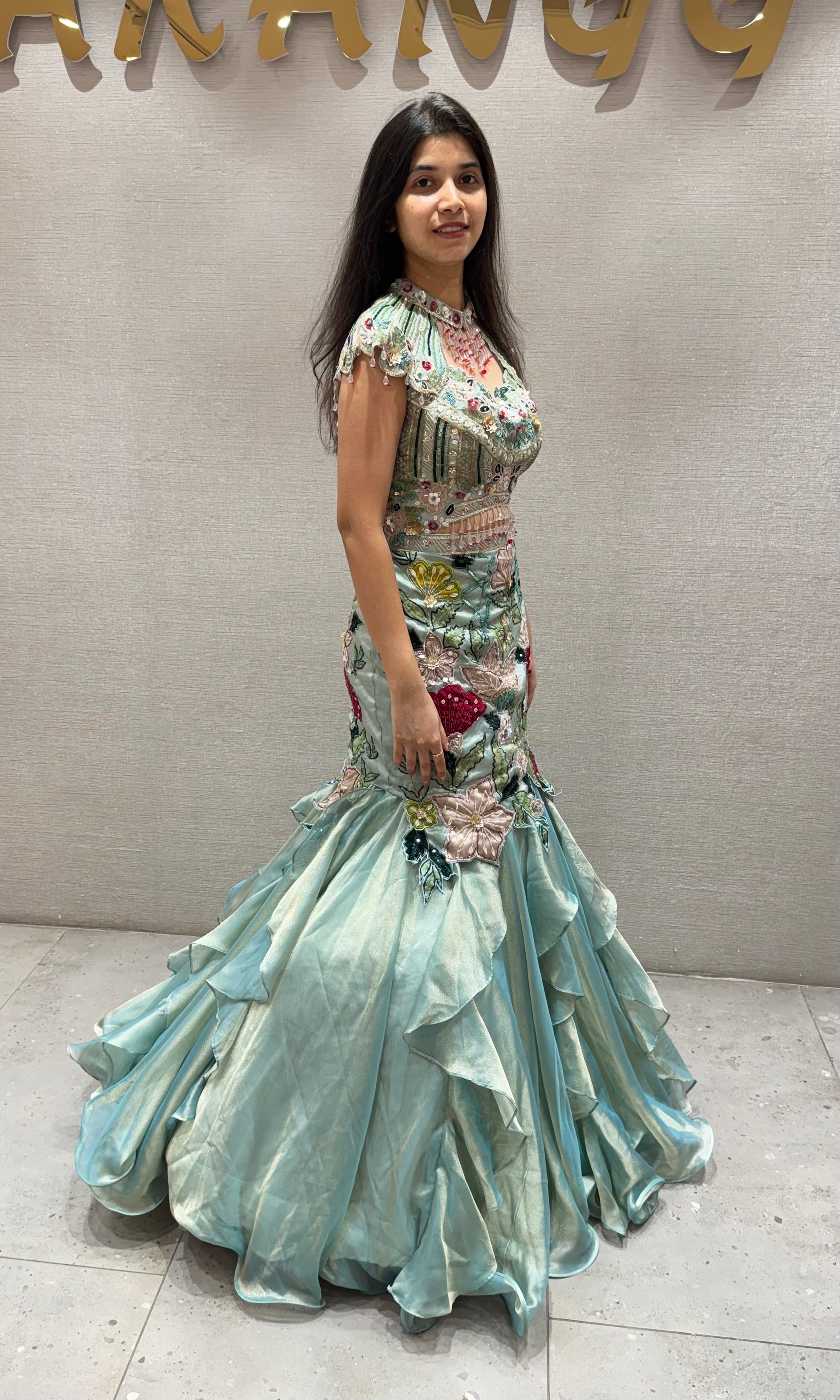 AQUA Embellished Fish Cut Lehenga