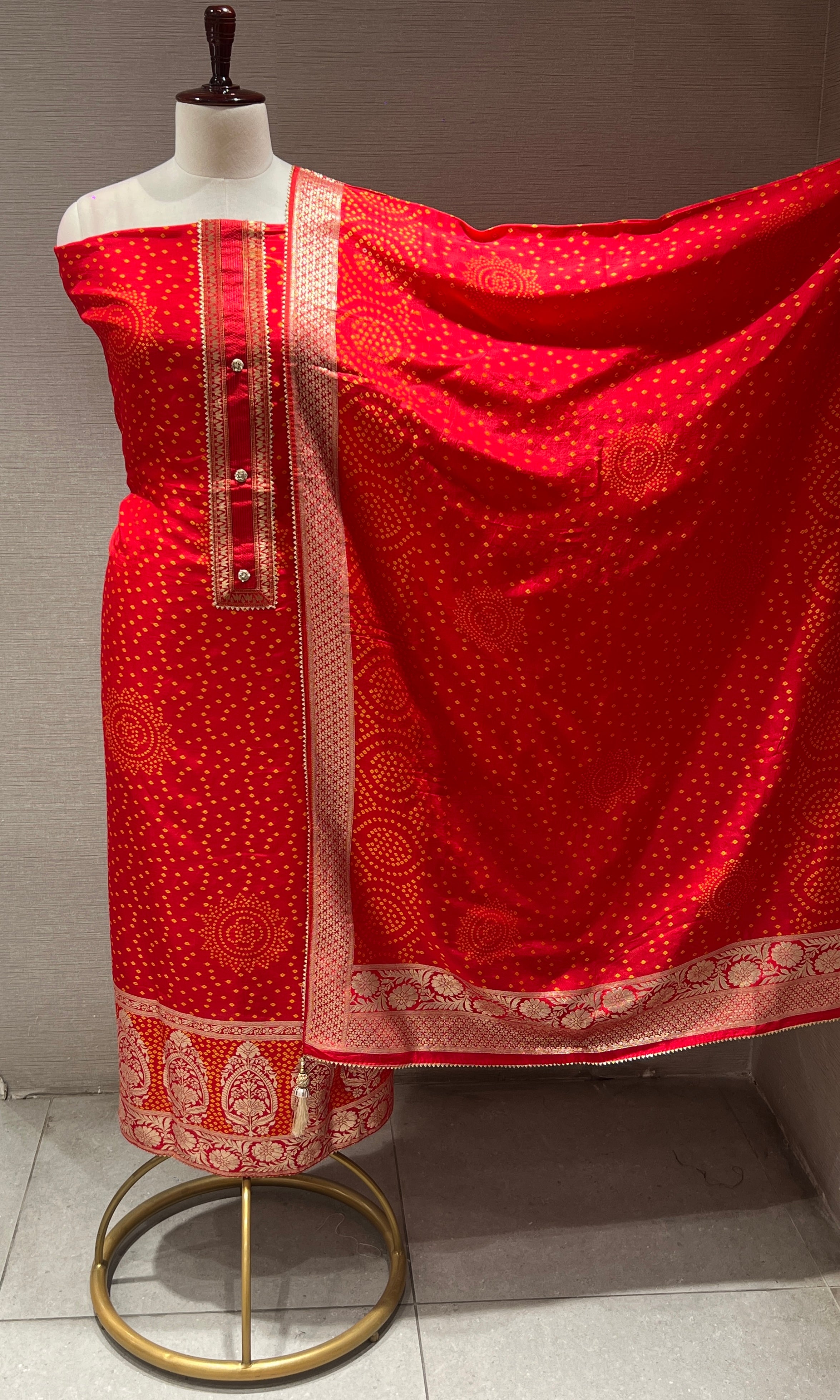 Red dress material (party wear)