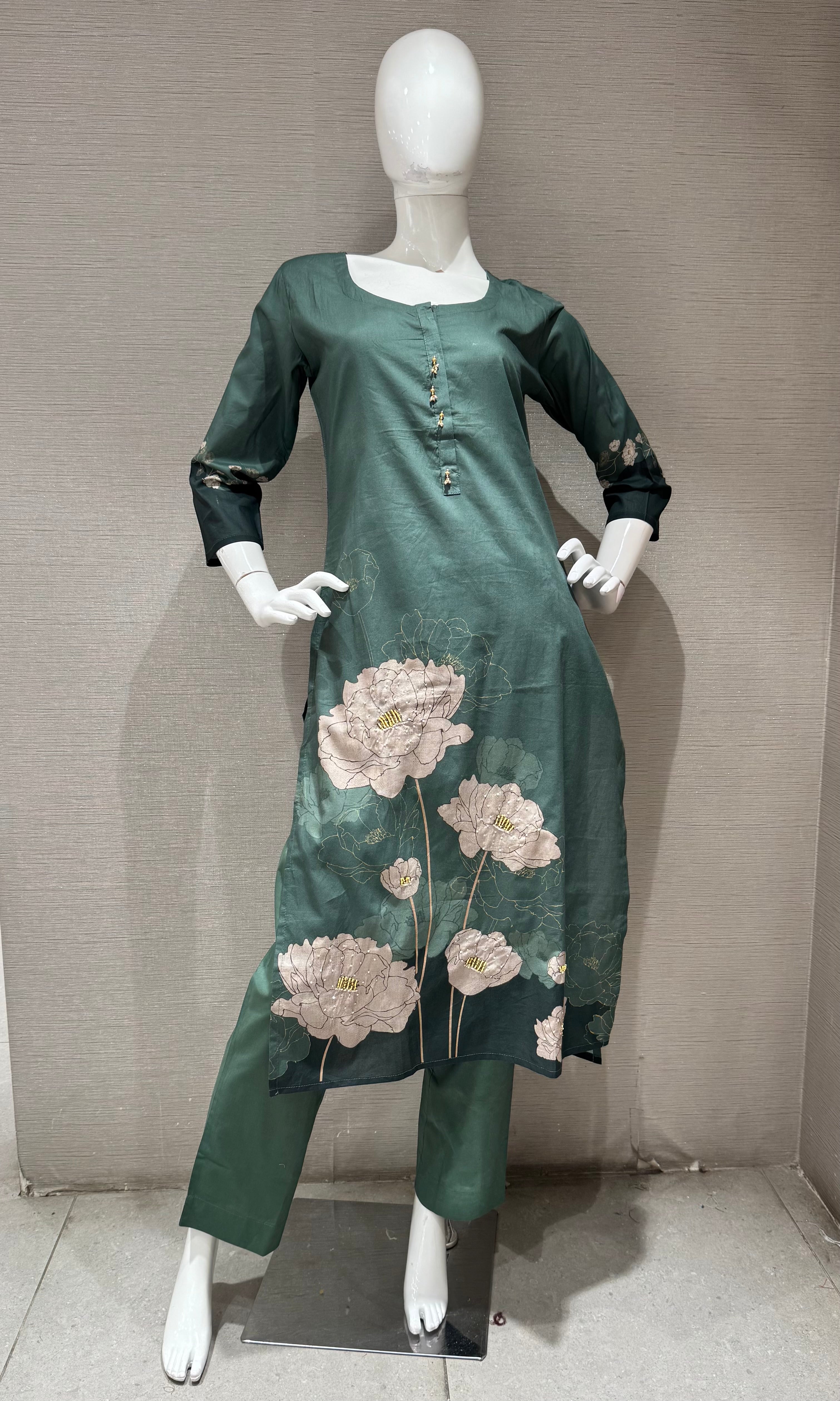 Green Floral Embroidered Salwar set