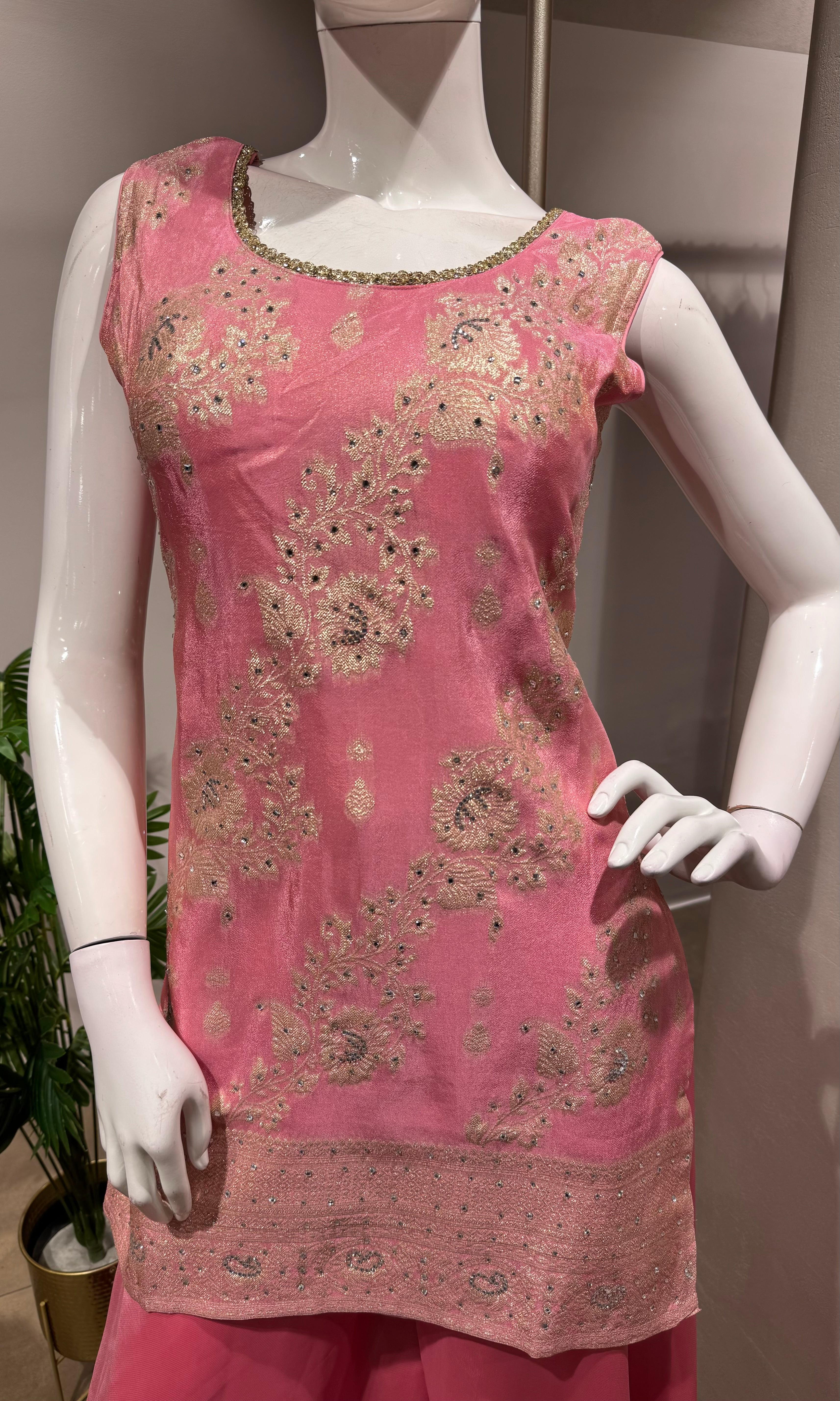 Pink Designer Beadwork Kurti SHARARA Set