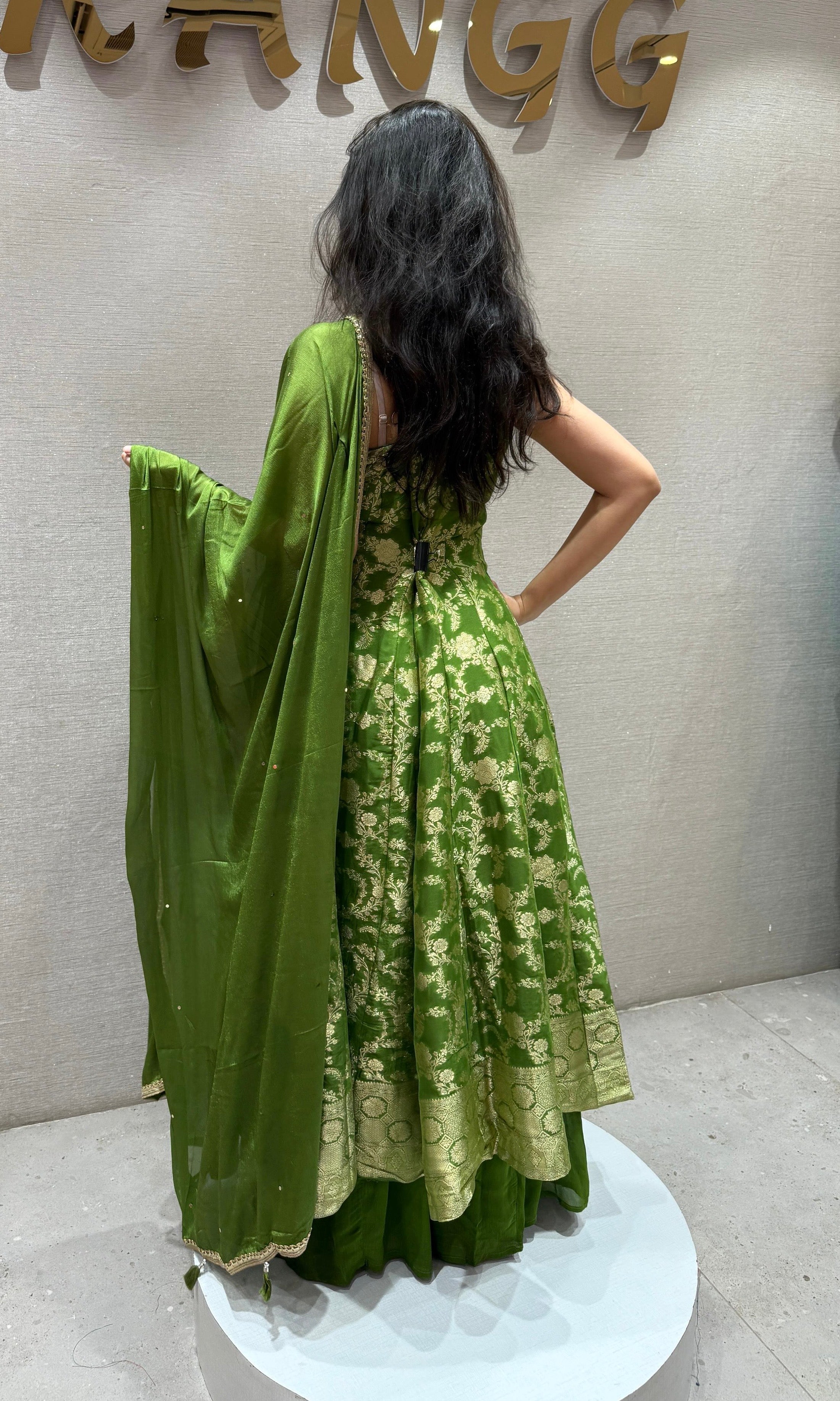 Green Front Slit Anarkali KURTA Set