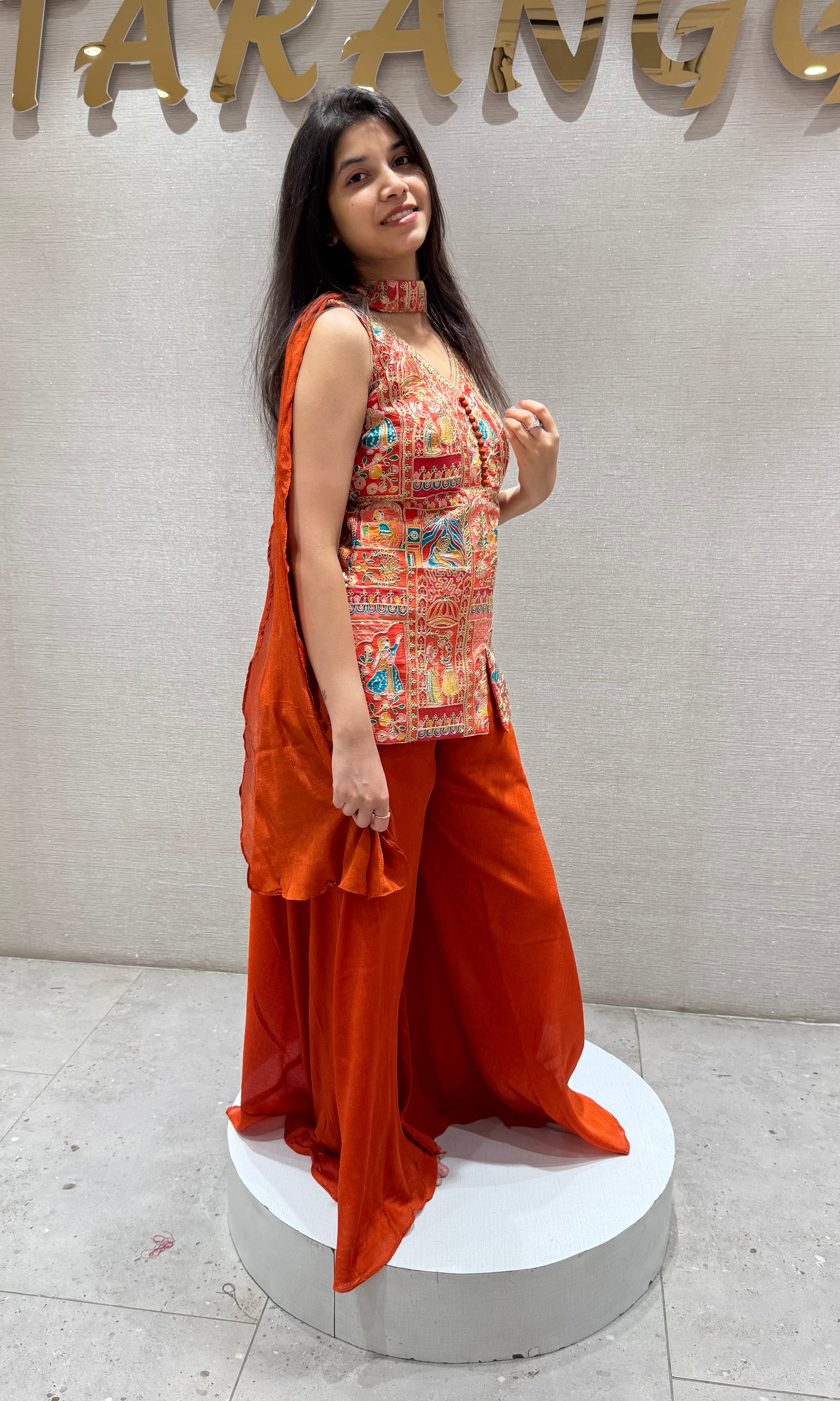 Embroidered Orange SHARARA