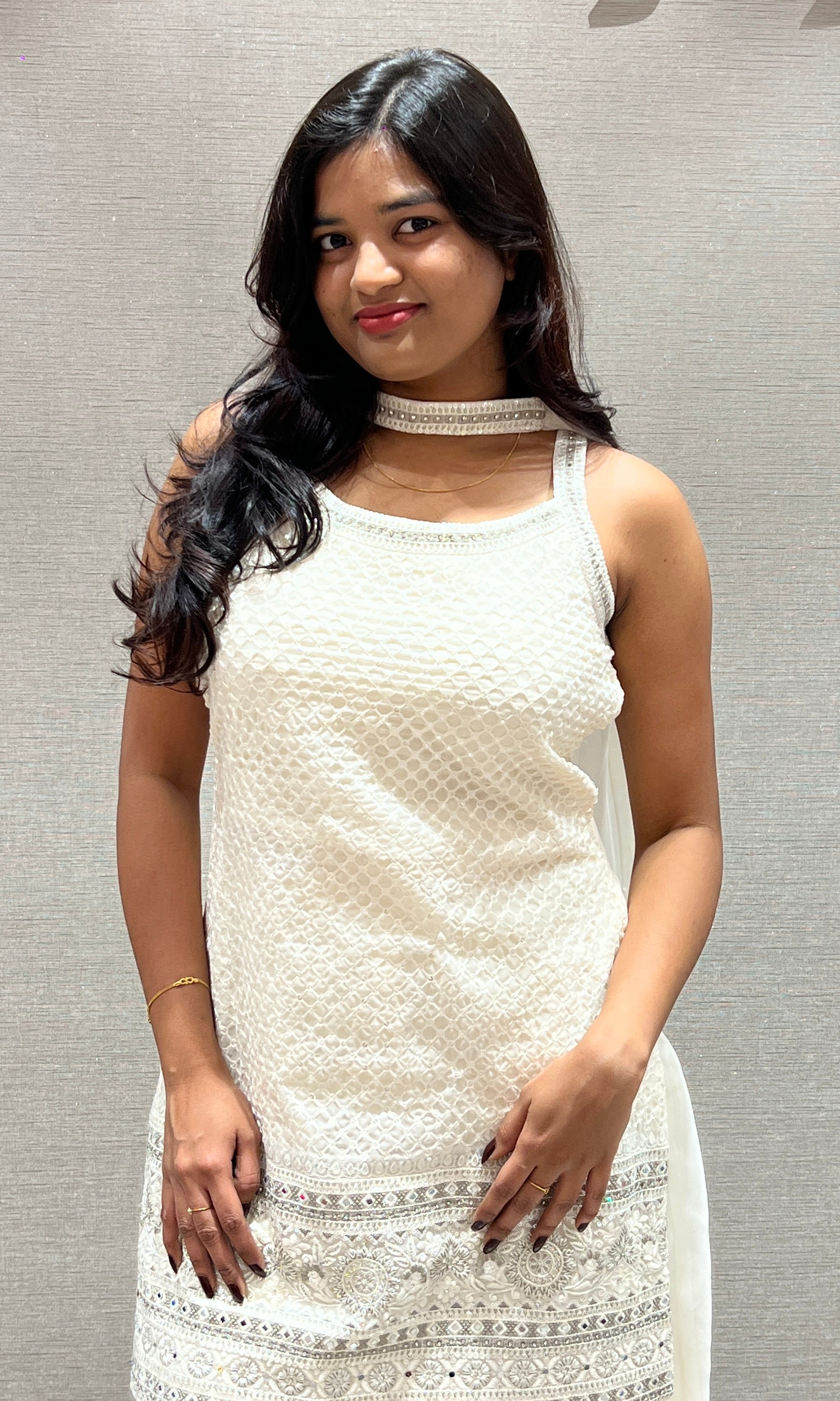 Ivory Cream Embellished Sharara set