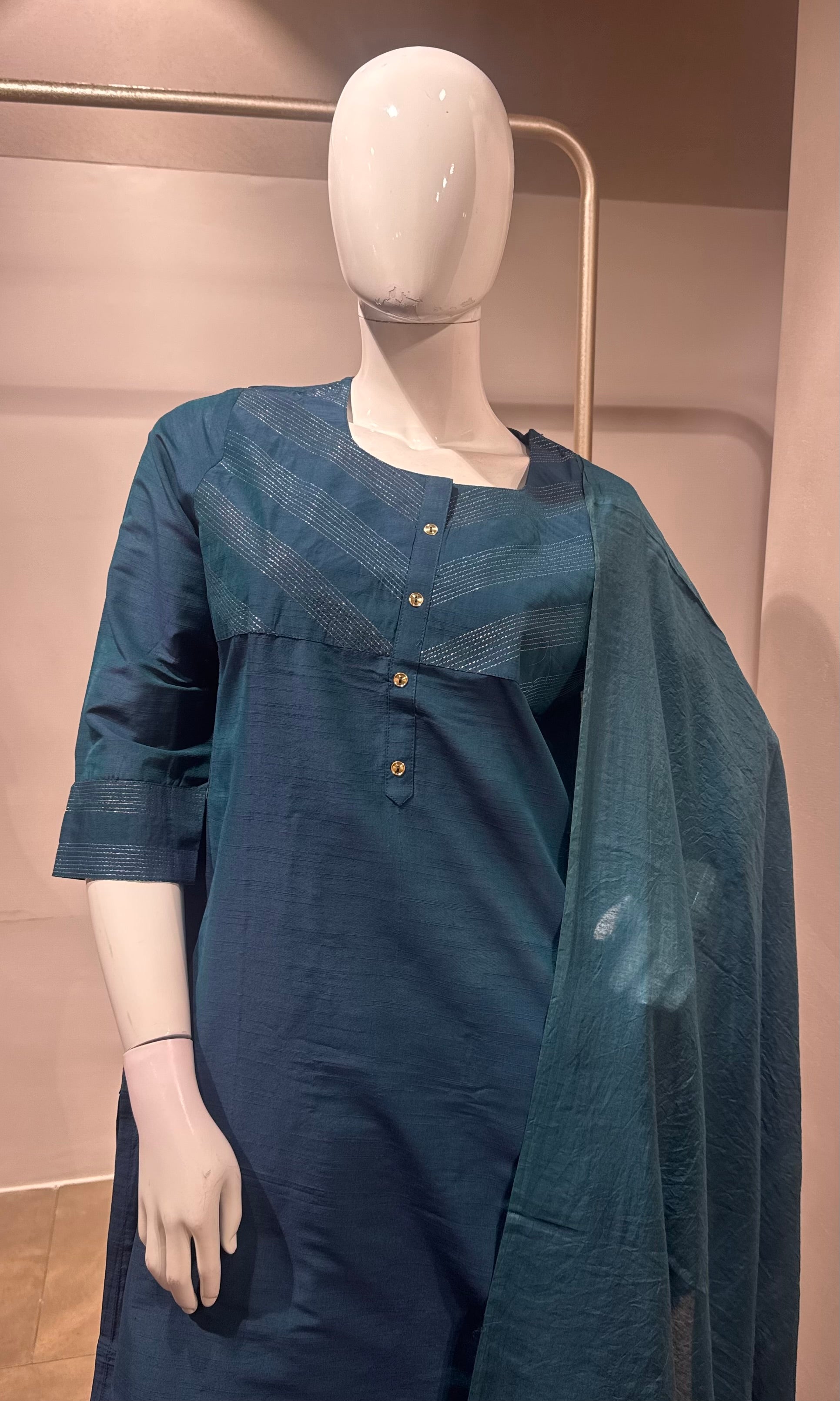 blue Silk Kurta Set with Dupatta