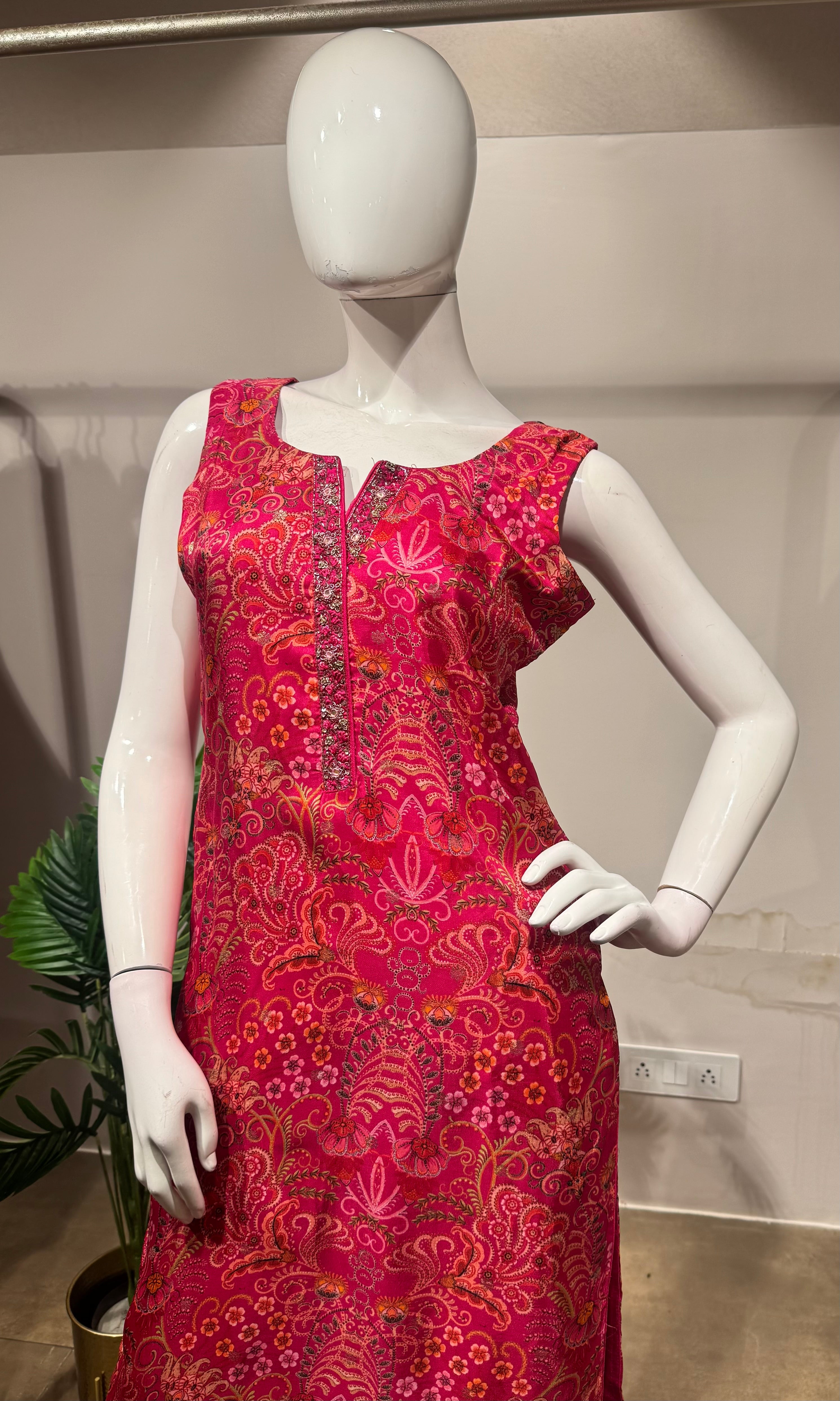 rani pink and gold ethnic kurta set