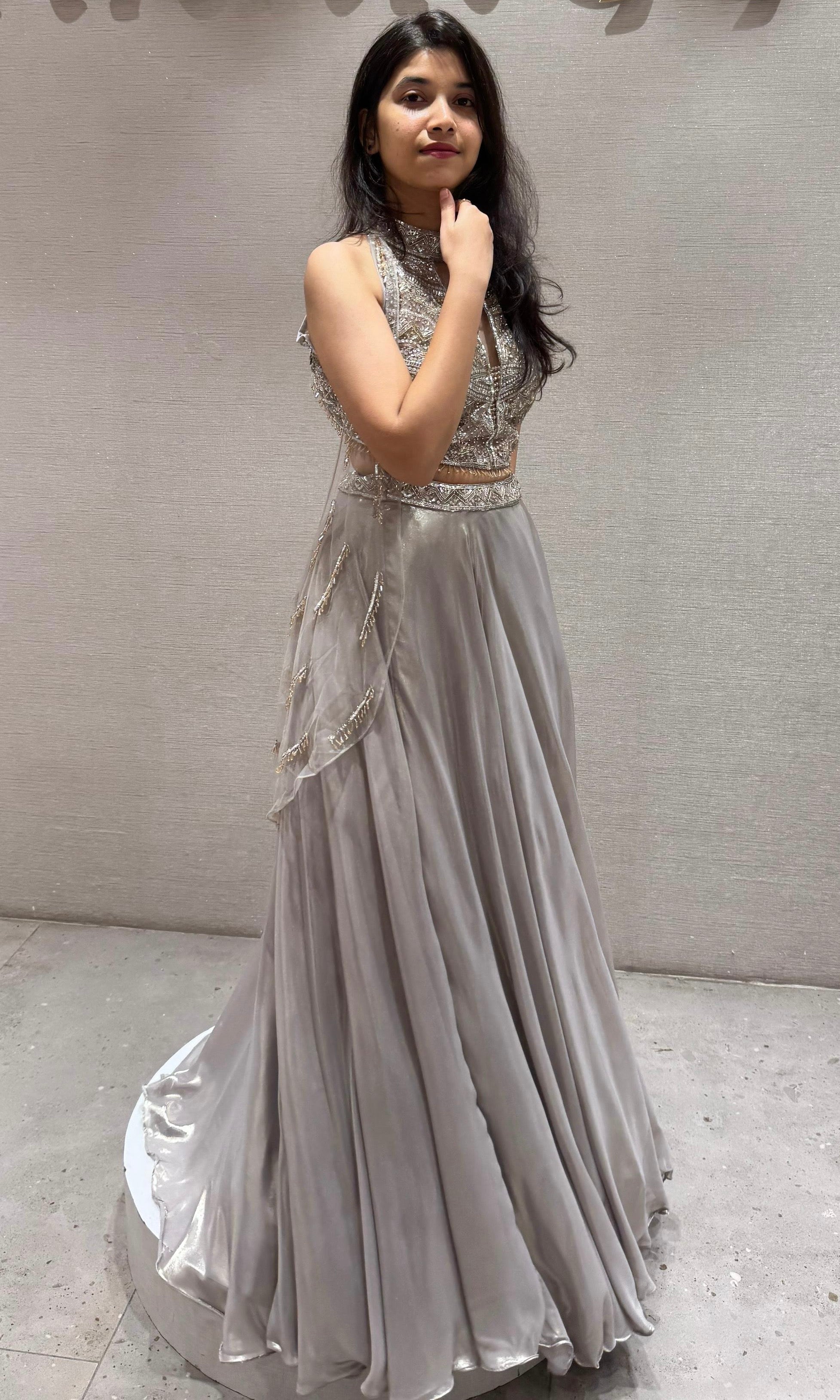 Silver shimmer stone Lehenga
