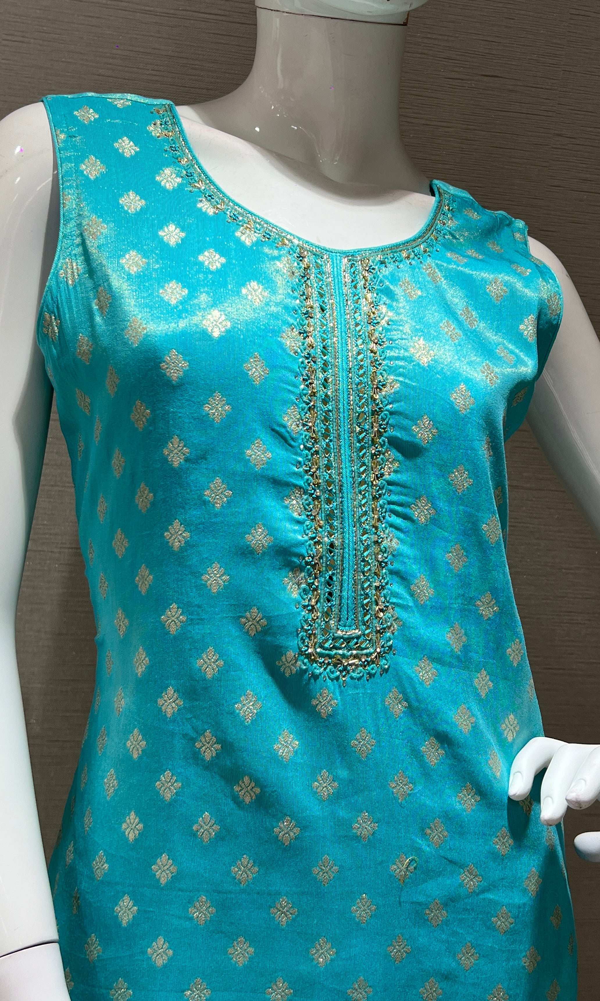 Sea Blue Banarasi EMBROIDERED Kurta Set