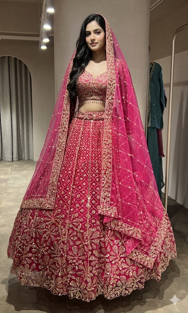 Rani FLORAL INTRICATE EMBROIDERY LEHENGA