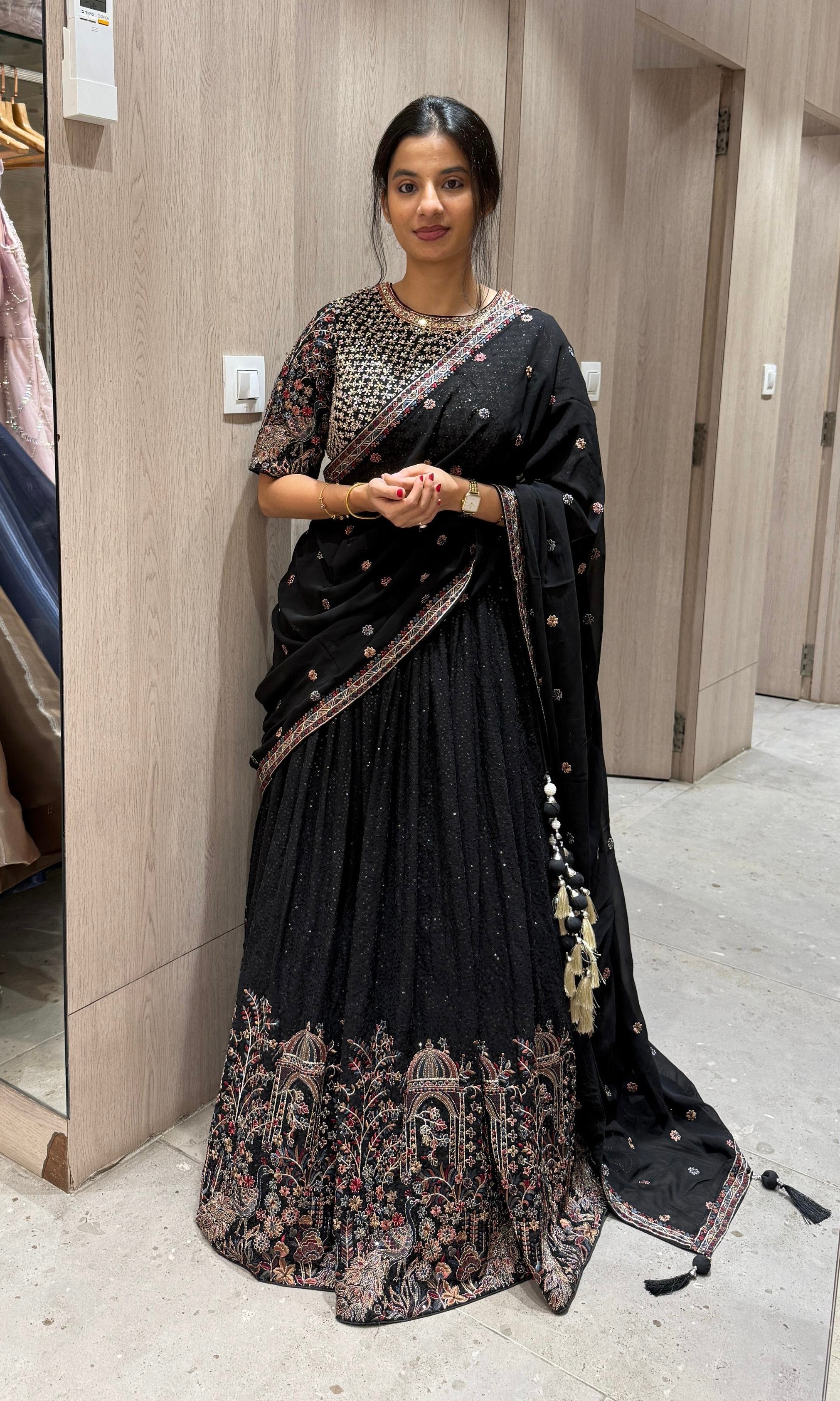 Elegant Black embellished Lehenga