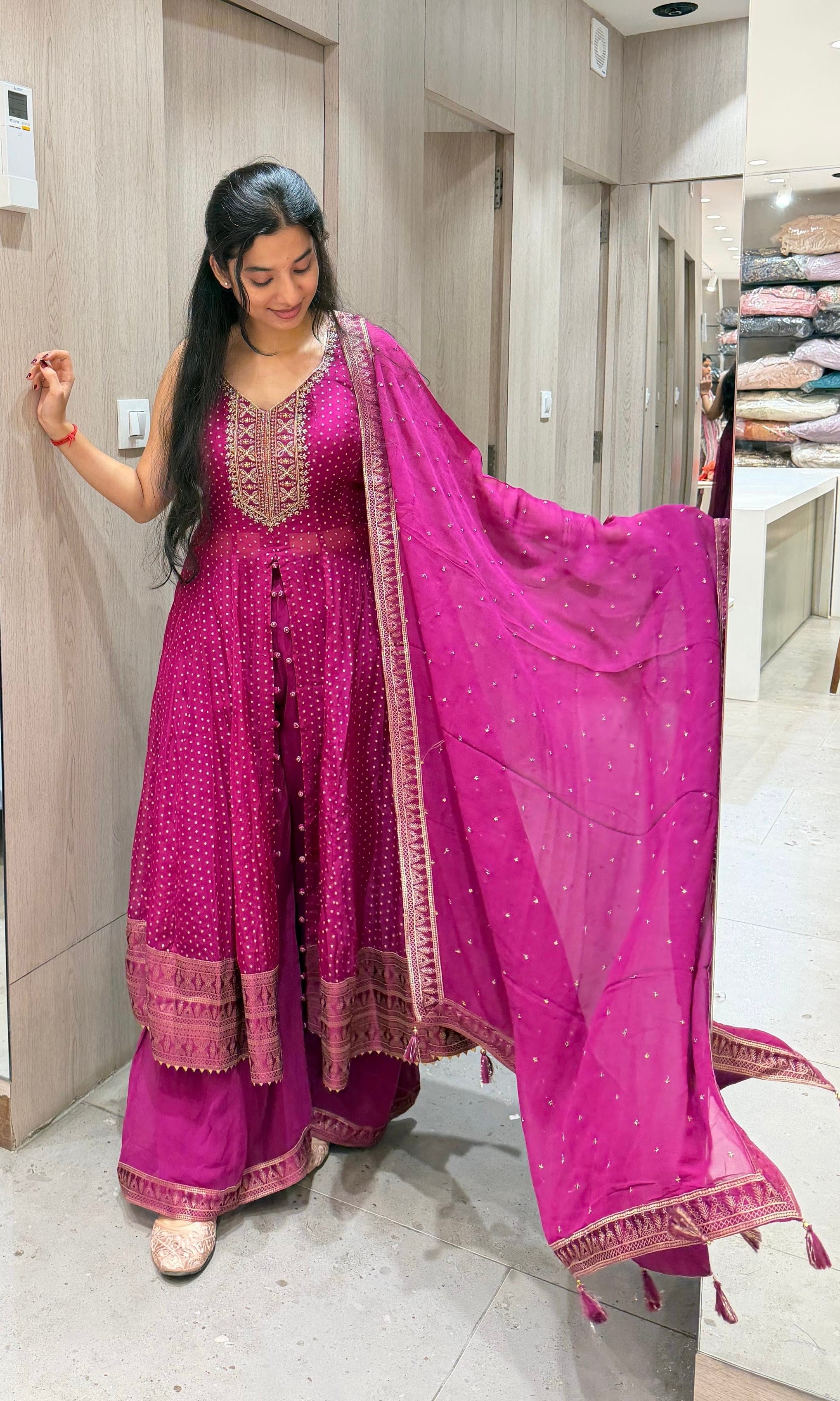 violet GOLDEN ENBROIDERED Anarkali
