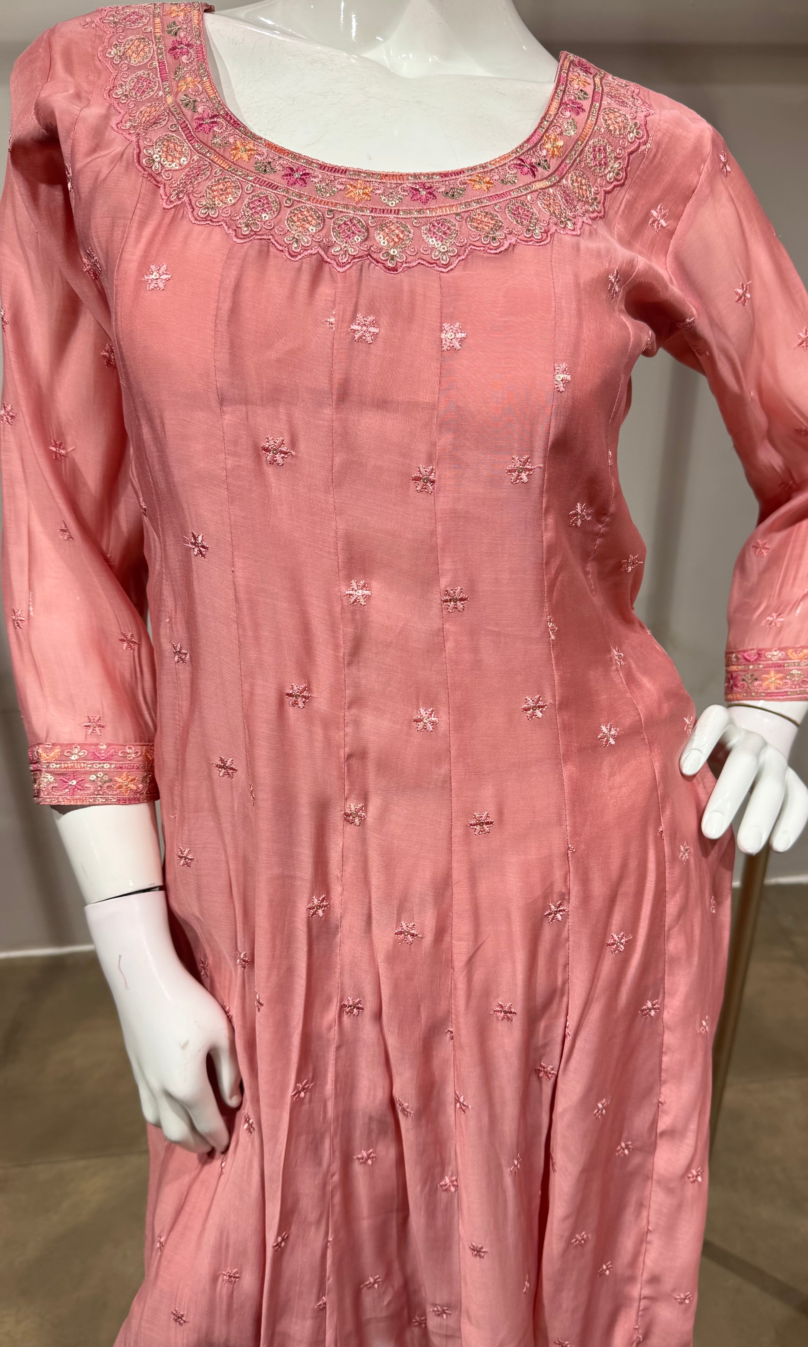 Blush Pink Embroidered Anarkali Kurta Set