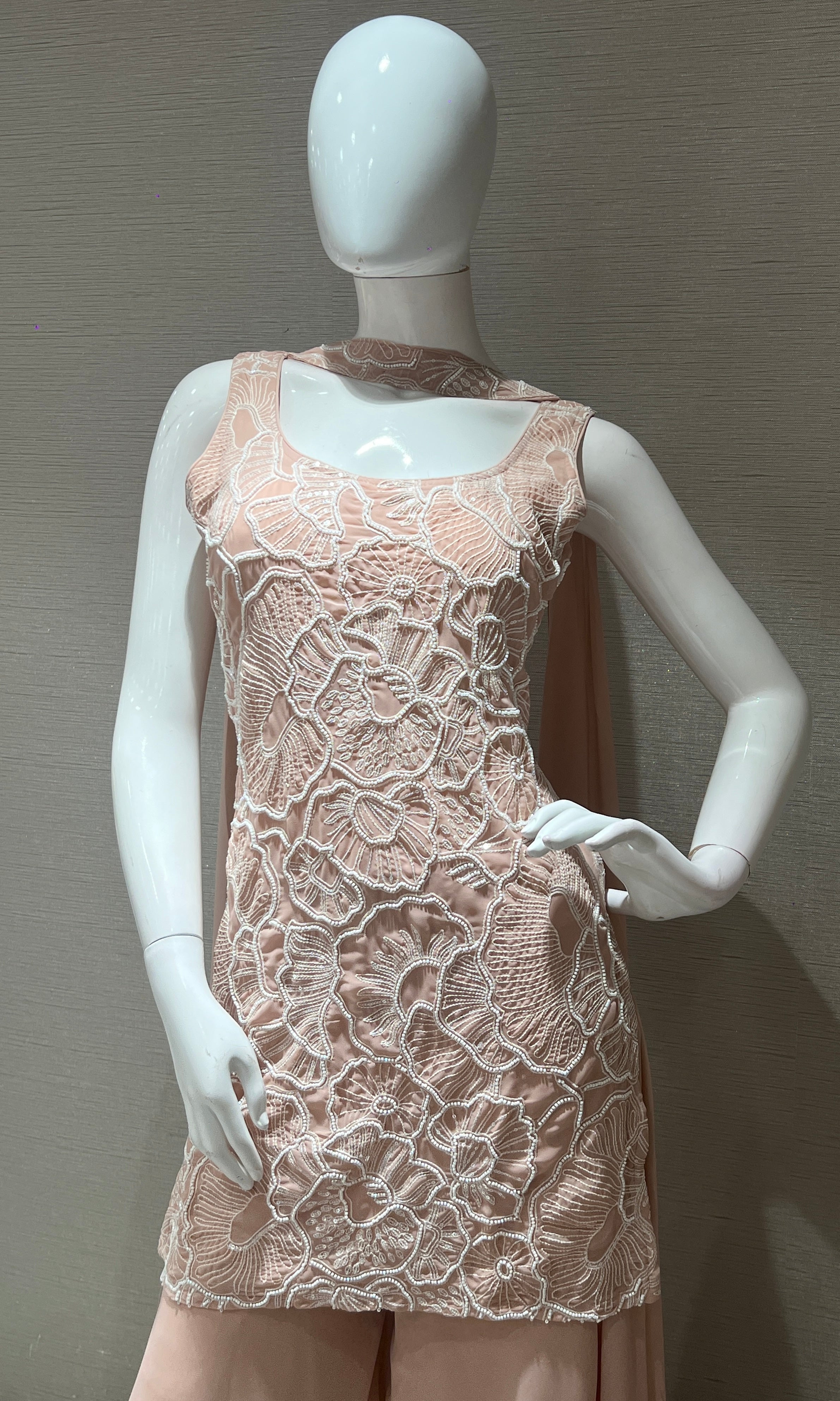 Light peach palazzo with floral embroidery