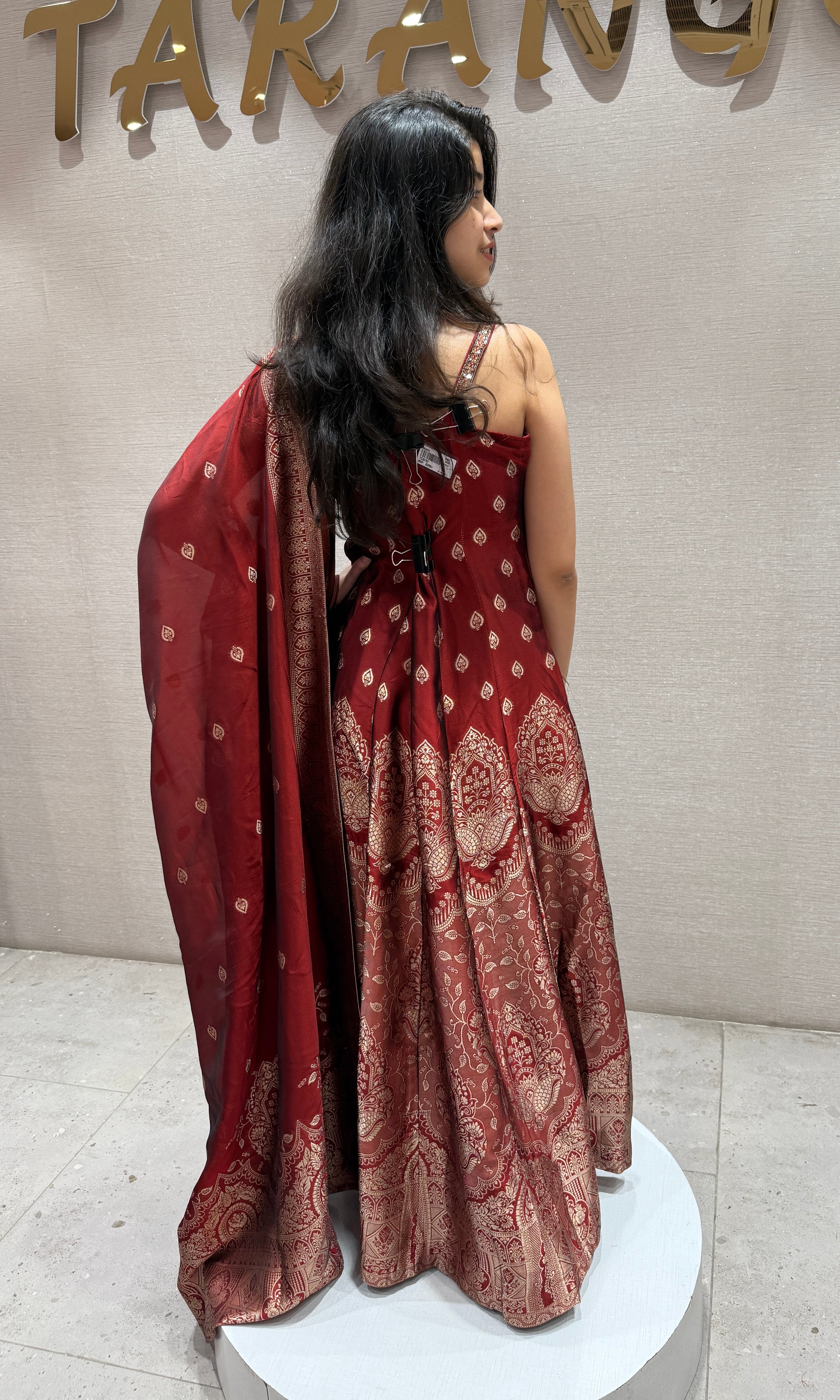 Maroon Banarasi Anarkali SET