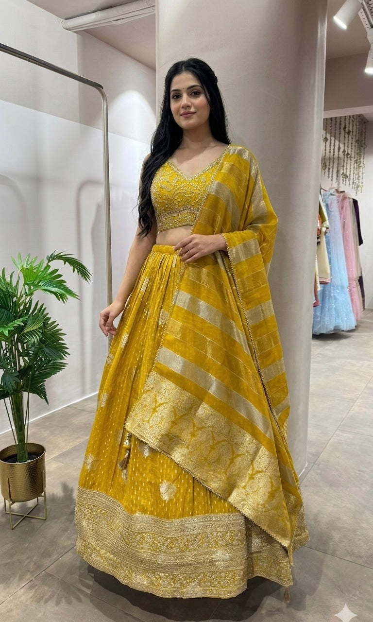 Yellow and Gold Lehenga SET
