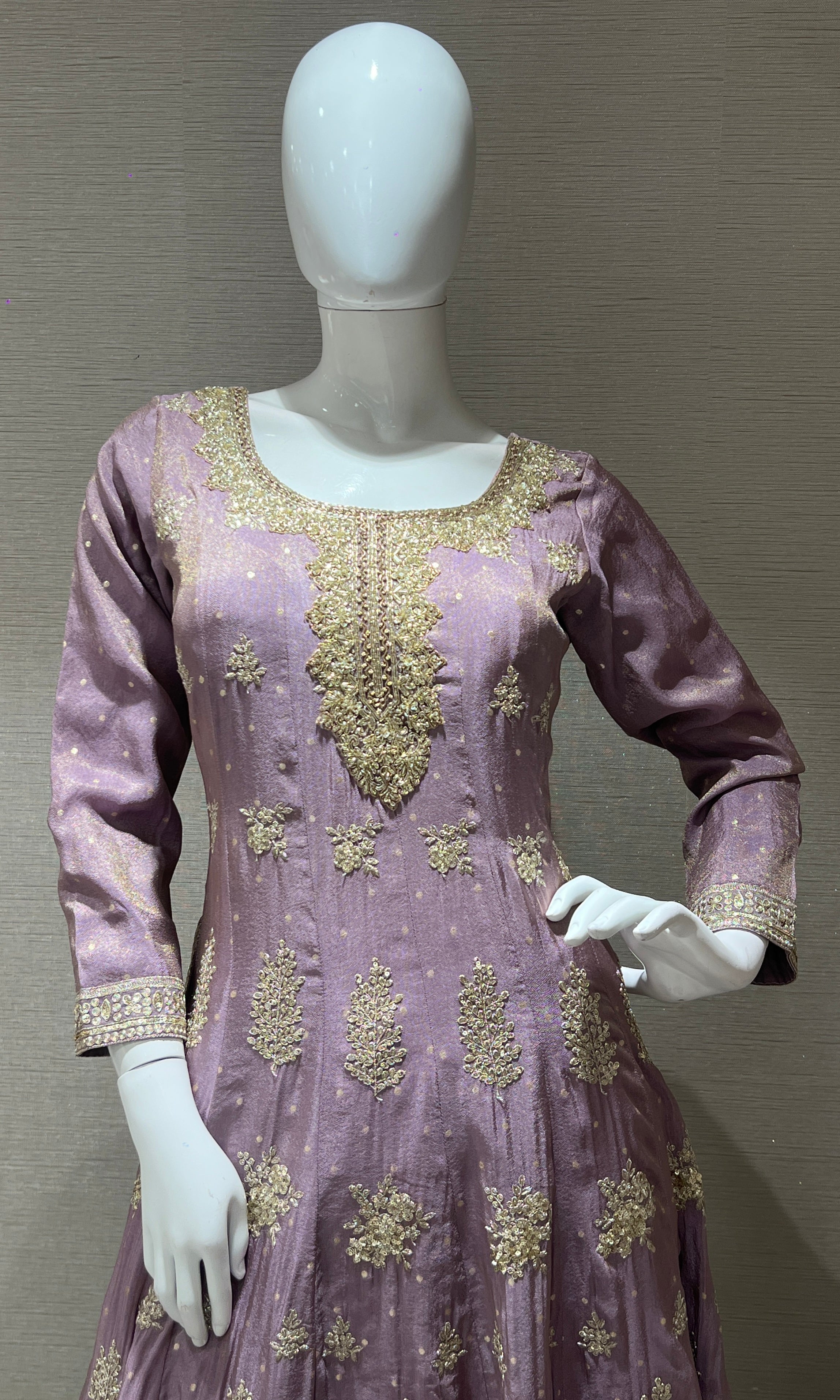 Lavender Anarkali kurta set with palazzo pants