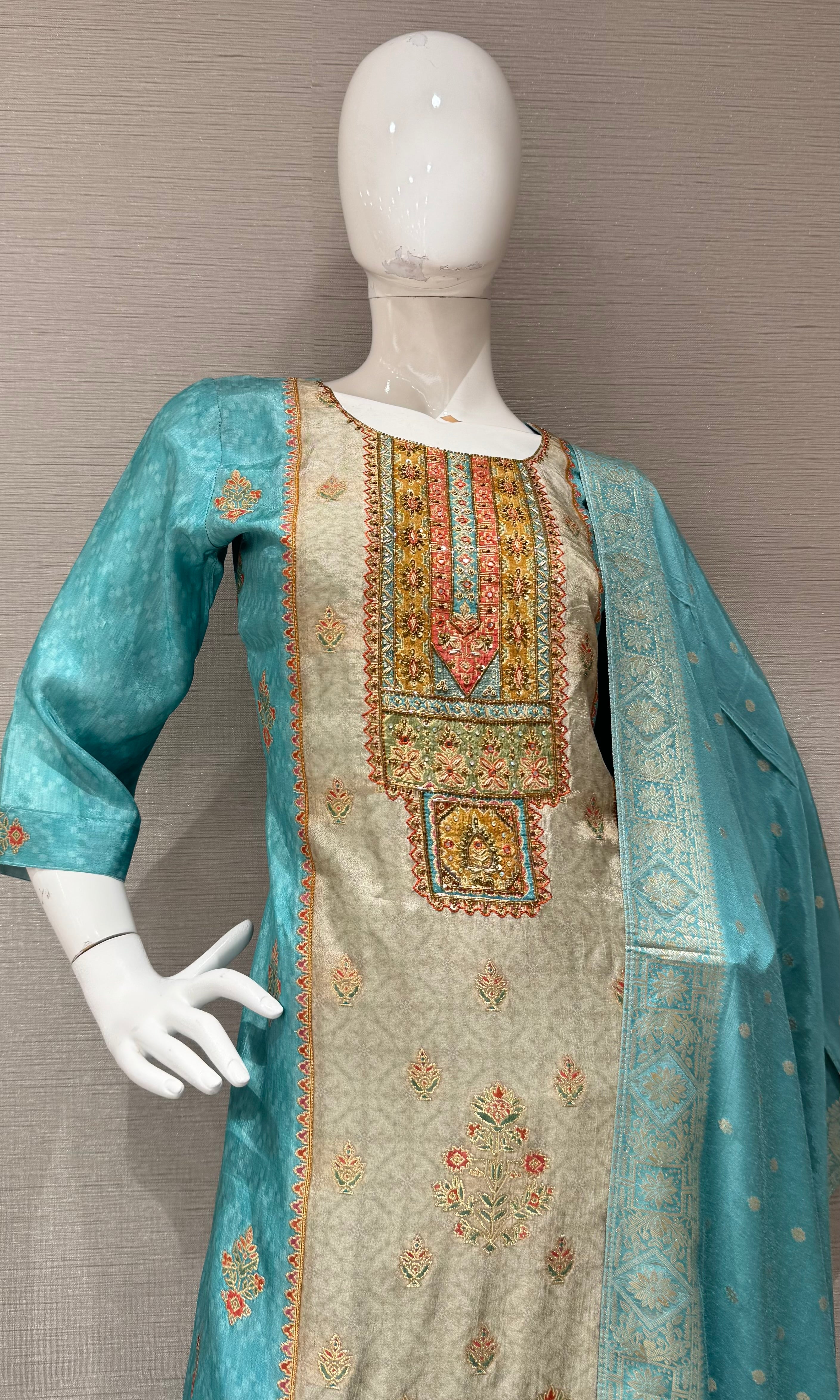 Blue ethnic printed kurta set