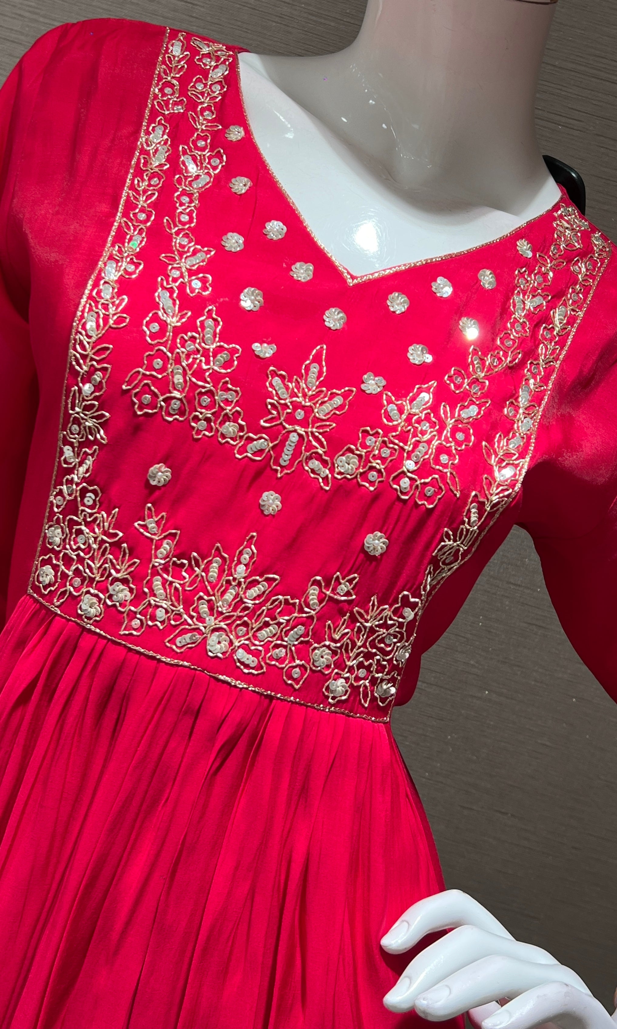 Rani pink MUL CHANDERI kurta set