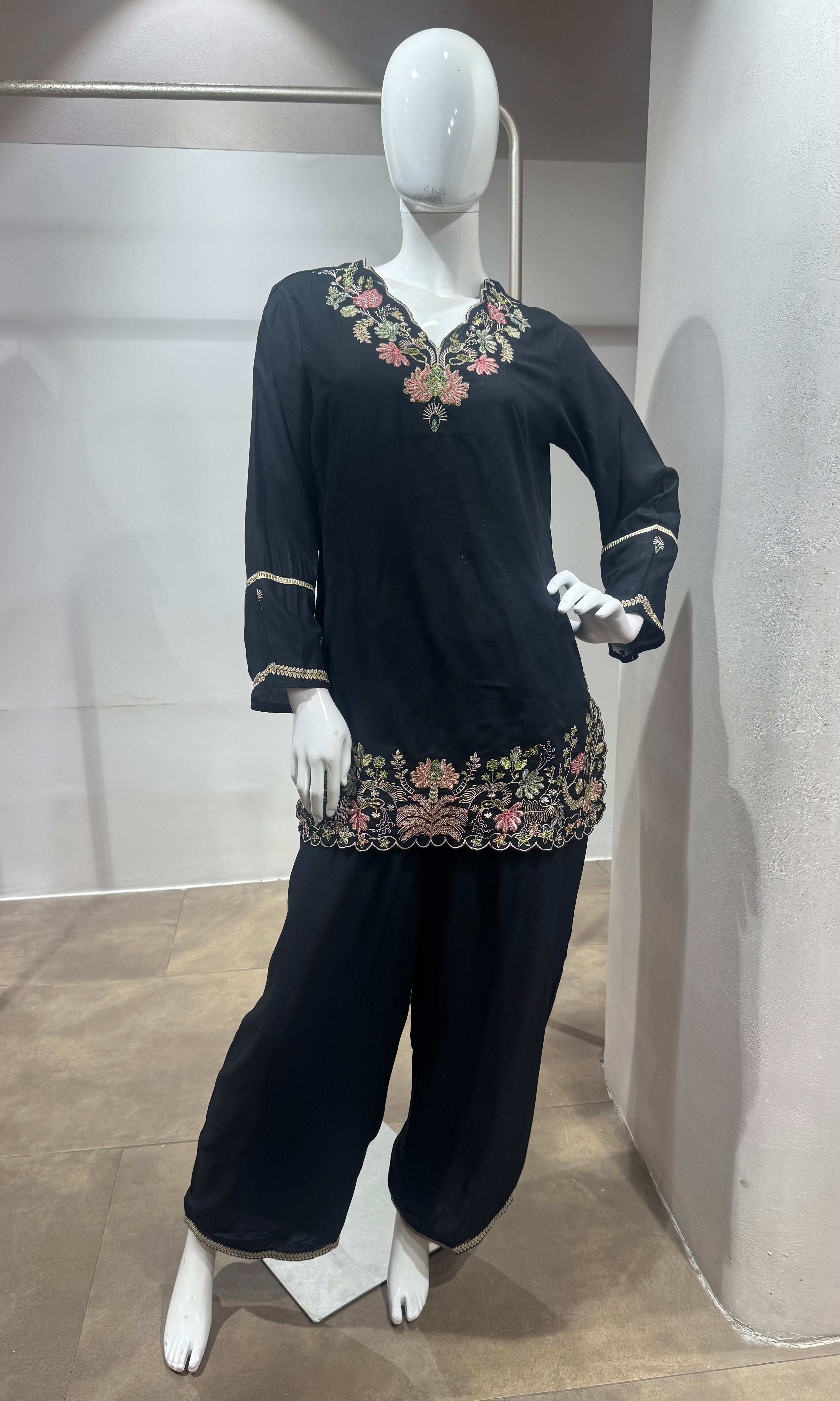 Black Floral cotton cord set