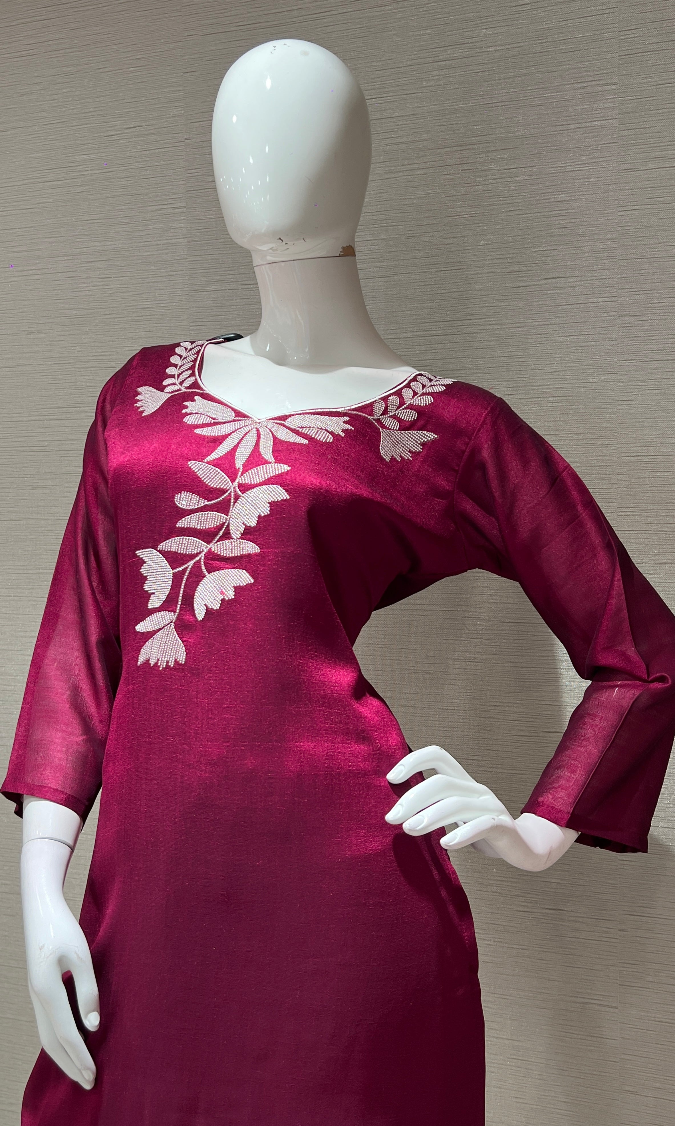 WINE FLORAL PRINTED KURTA SET