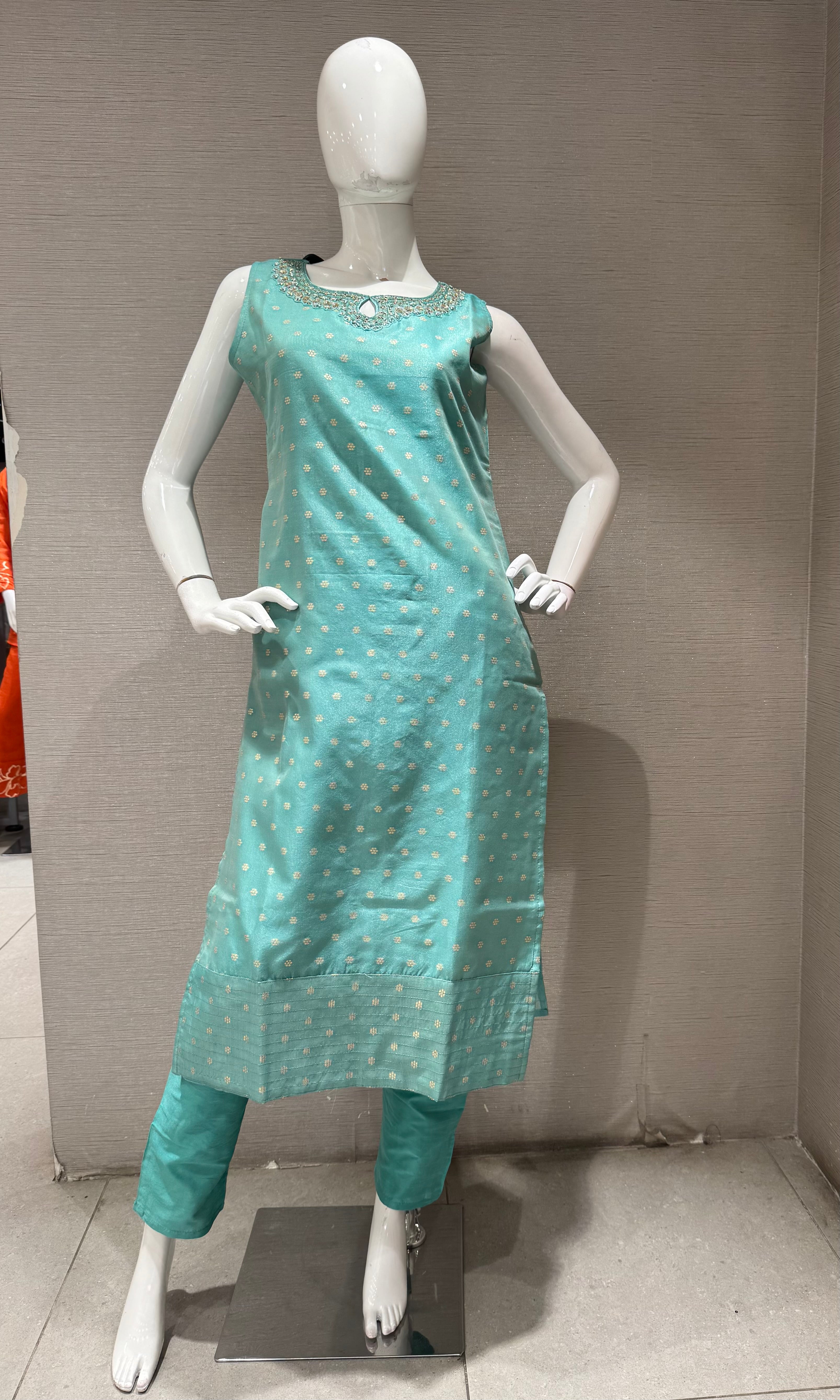 Sea Green Kurta Set with Shimmer Dupatta