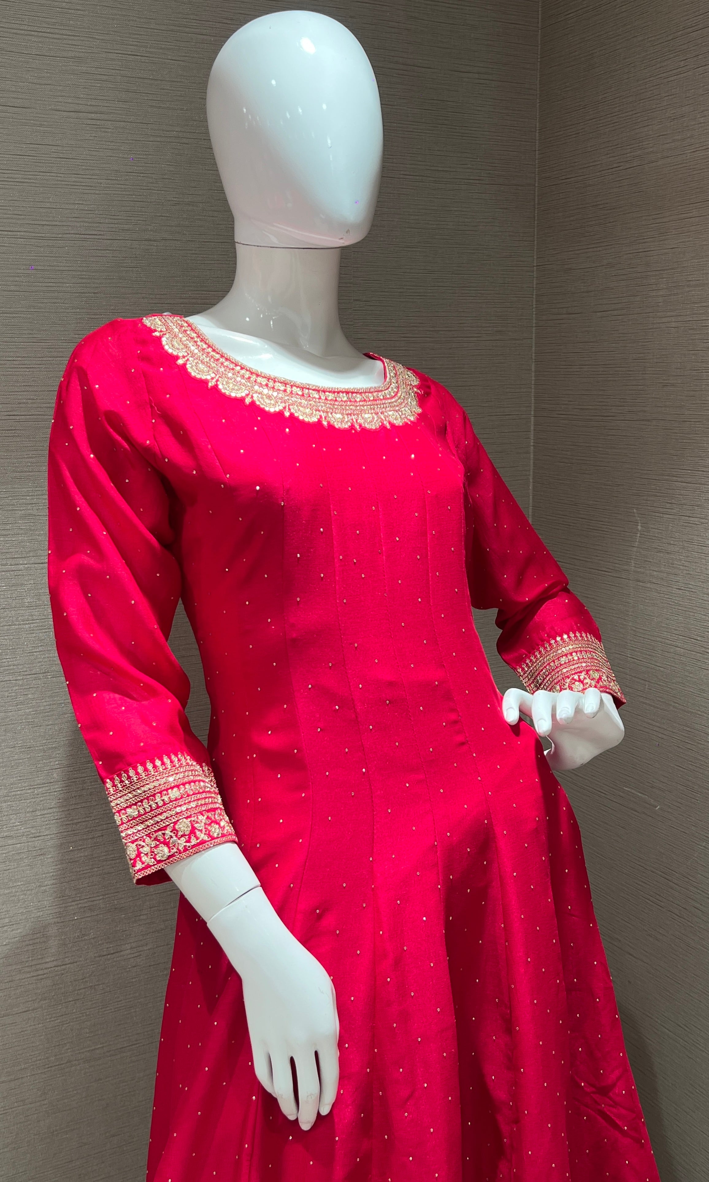 Pink Anarkali kurta set with palazzo pants