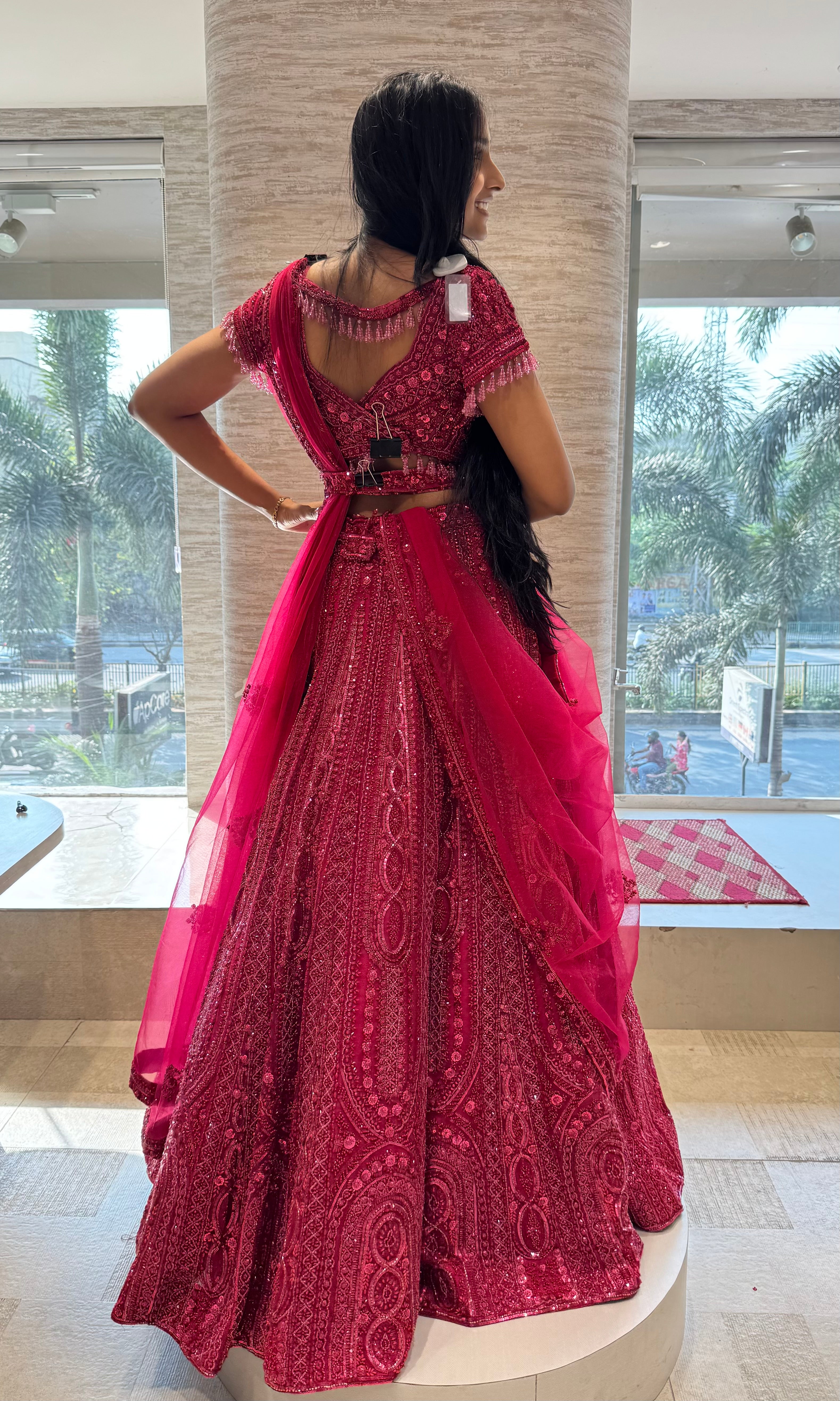 Cherry Red EMBROIDERED LEHENGA