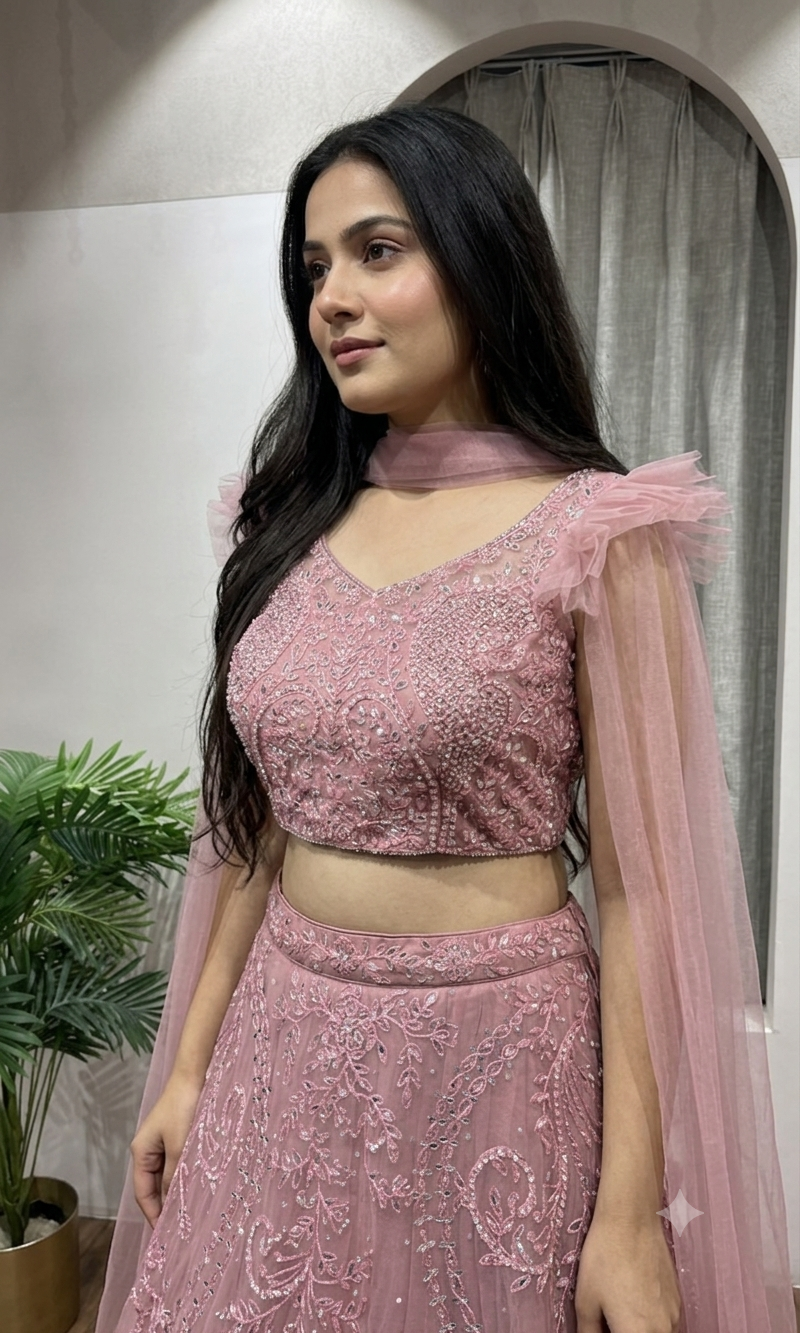MAUVE PINK embroidered lehenga choli