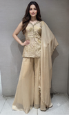 BEIGE & Gold Shimmer Tissue palazzo Set