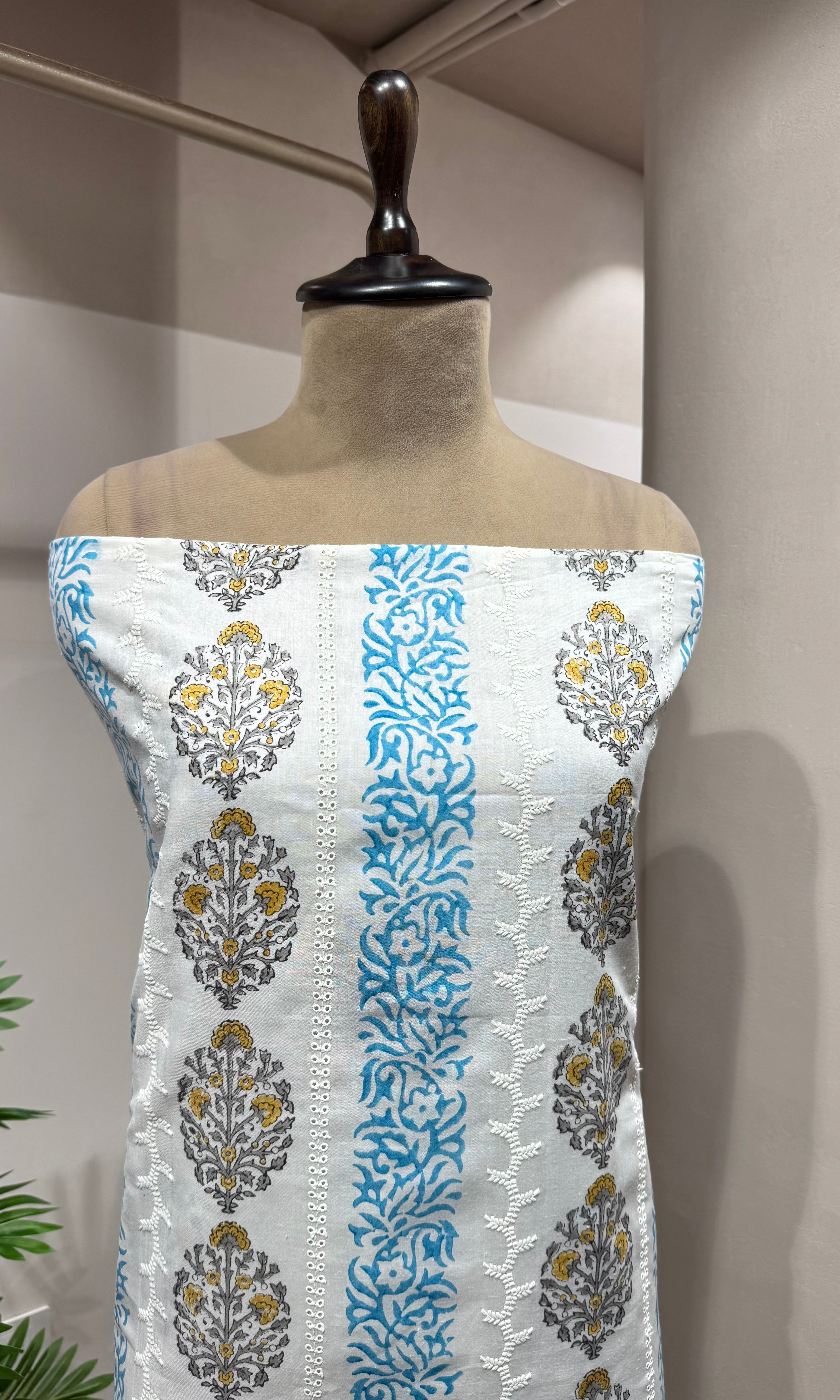 Blue Floral Printed DRESS MATERIAL