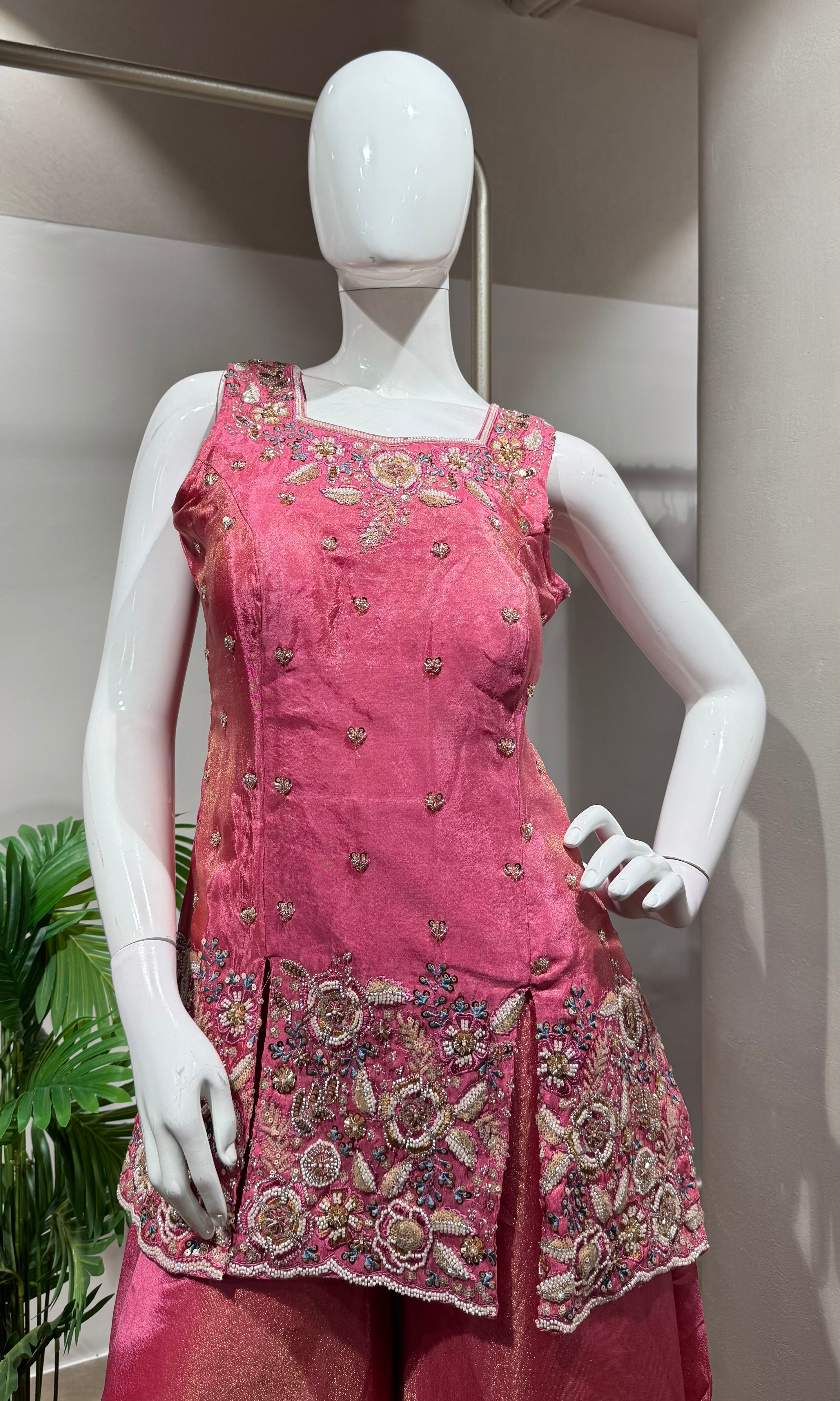 BABY PINK Embroidered Sharara SET