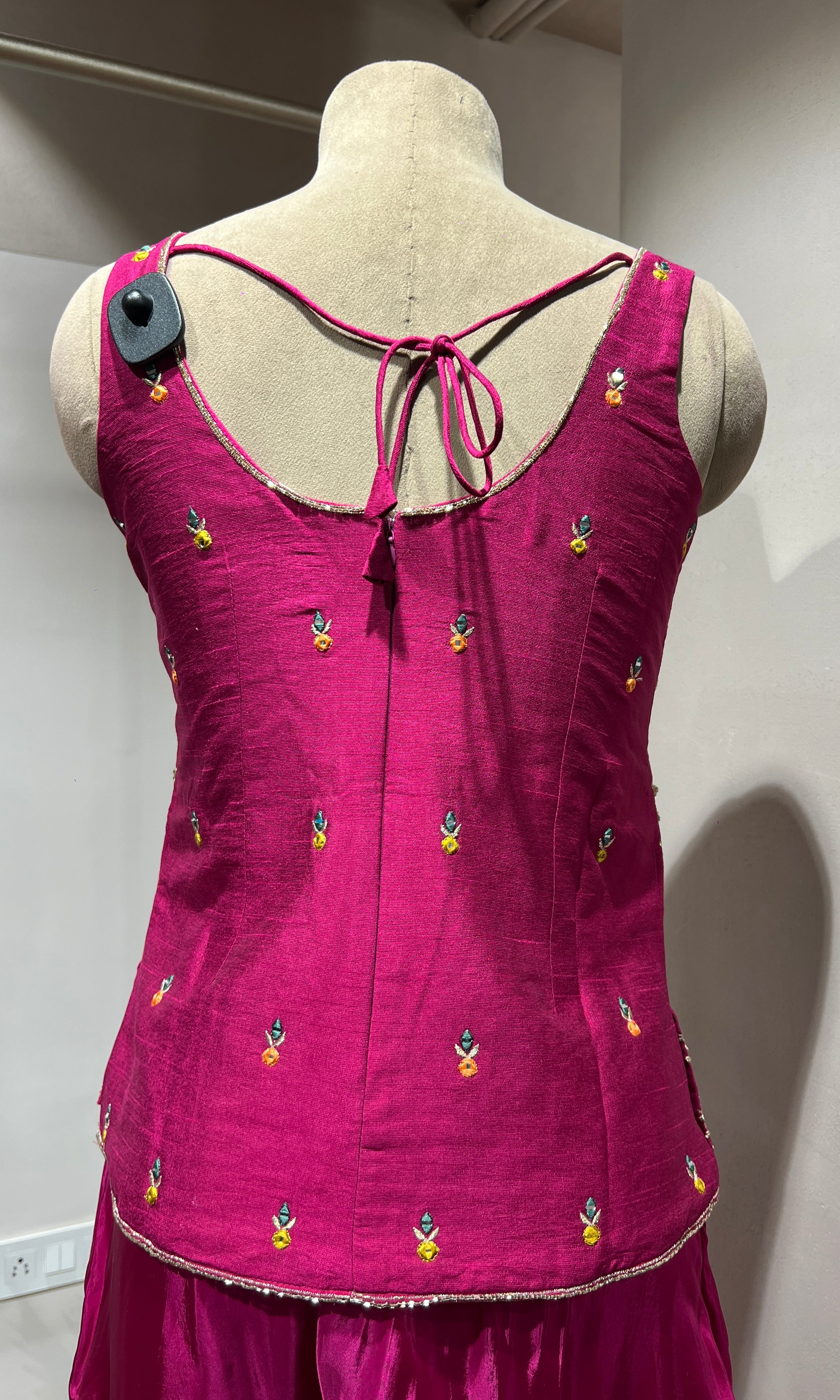 Pink Embroidered Peplum & Palazzo Set