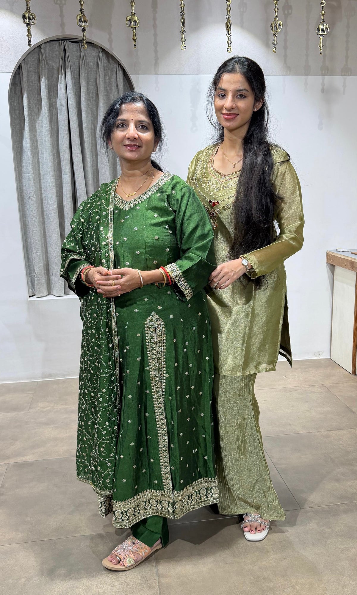 Green Embroidered Anarkali Set
