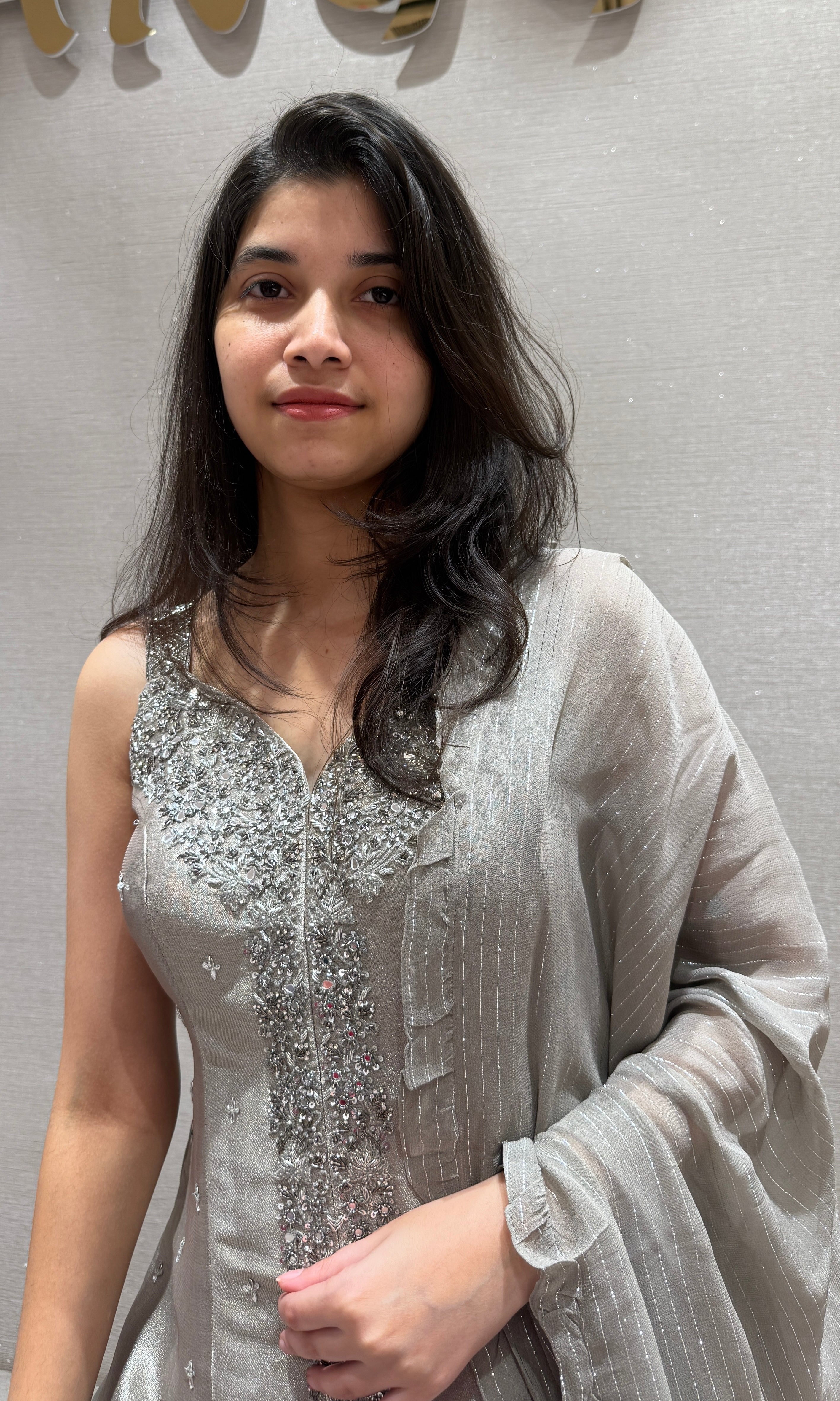 Grey Embellished Sharara Set