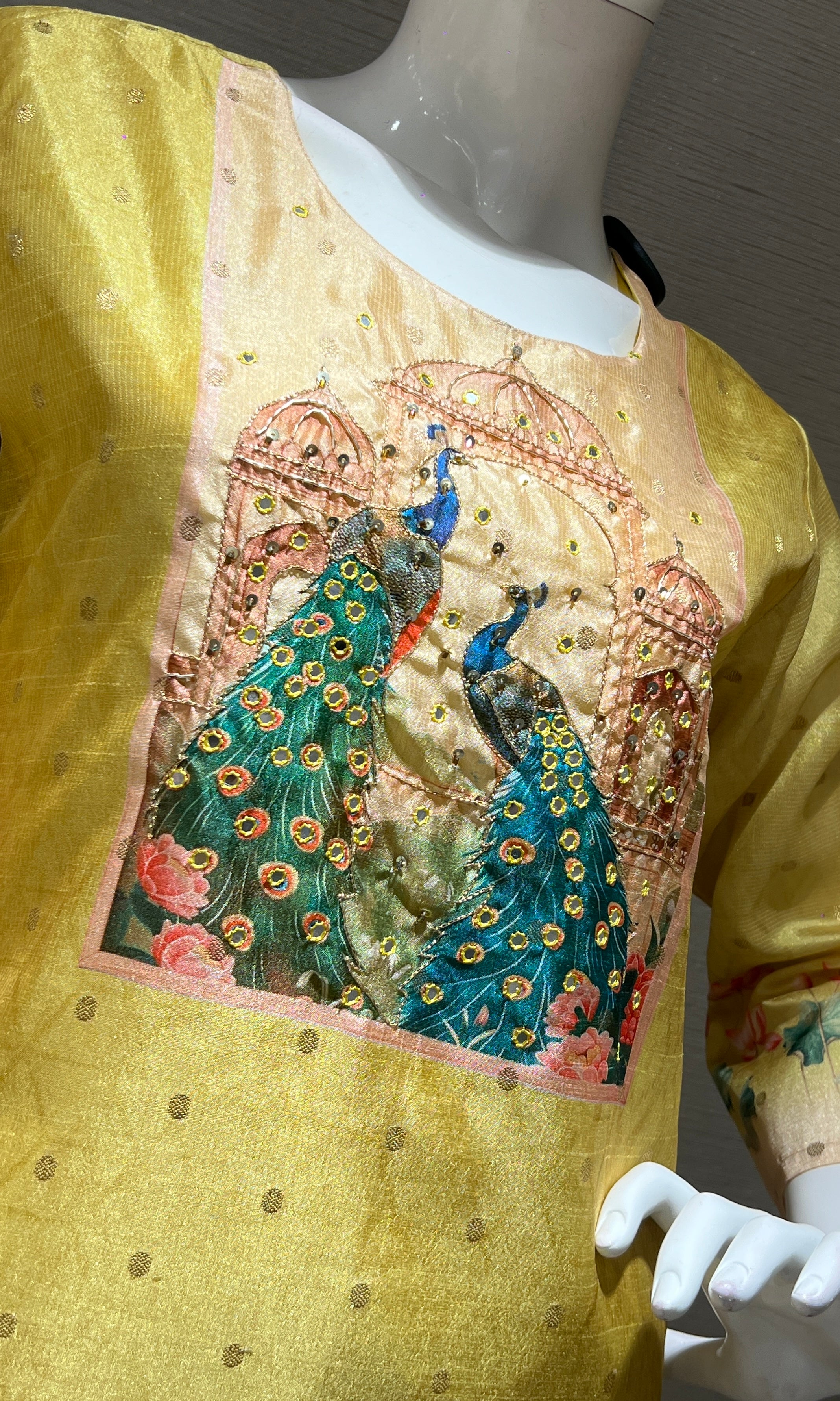 Parrot green peacock kurta set