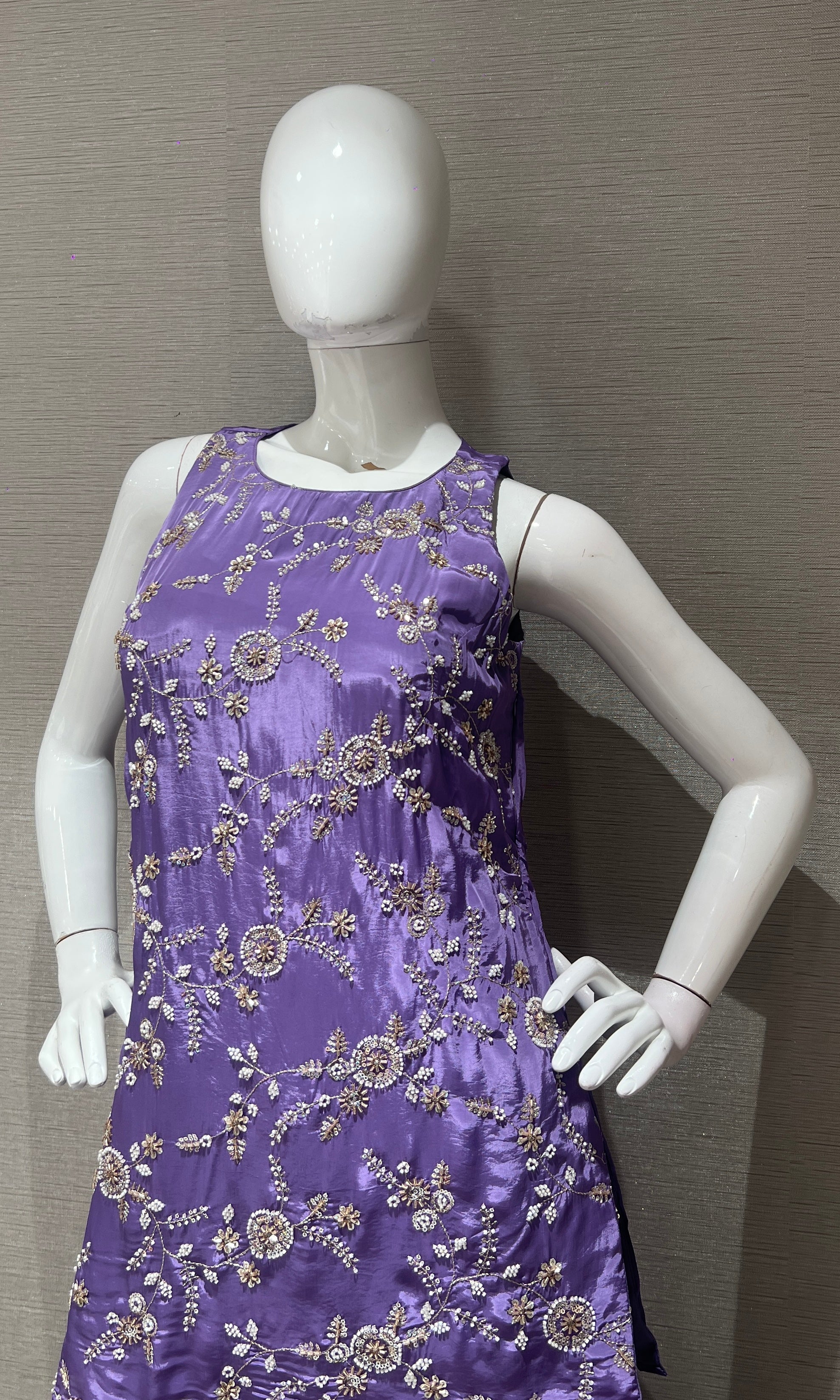 Purple Floral Embroidered Ethnic Sharara set