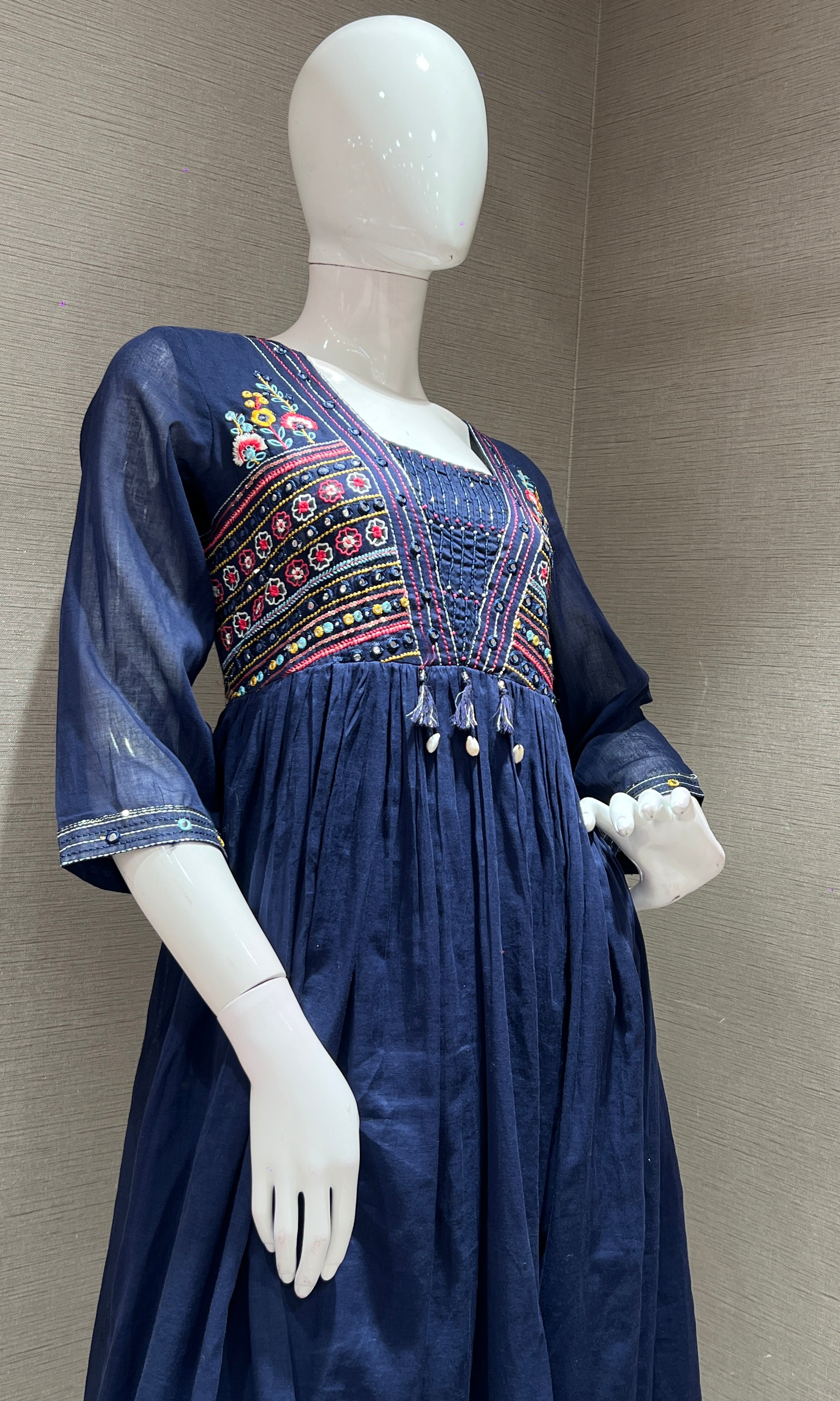 Blue EMBROIDERED A LINE kurta set