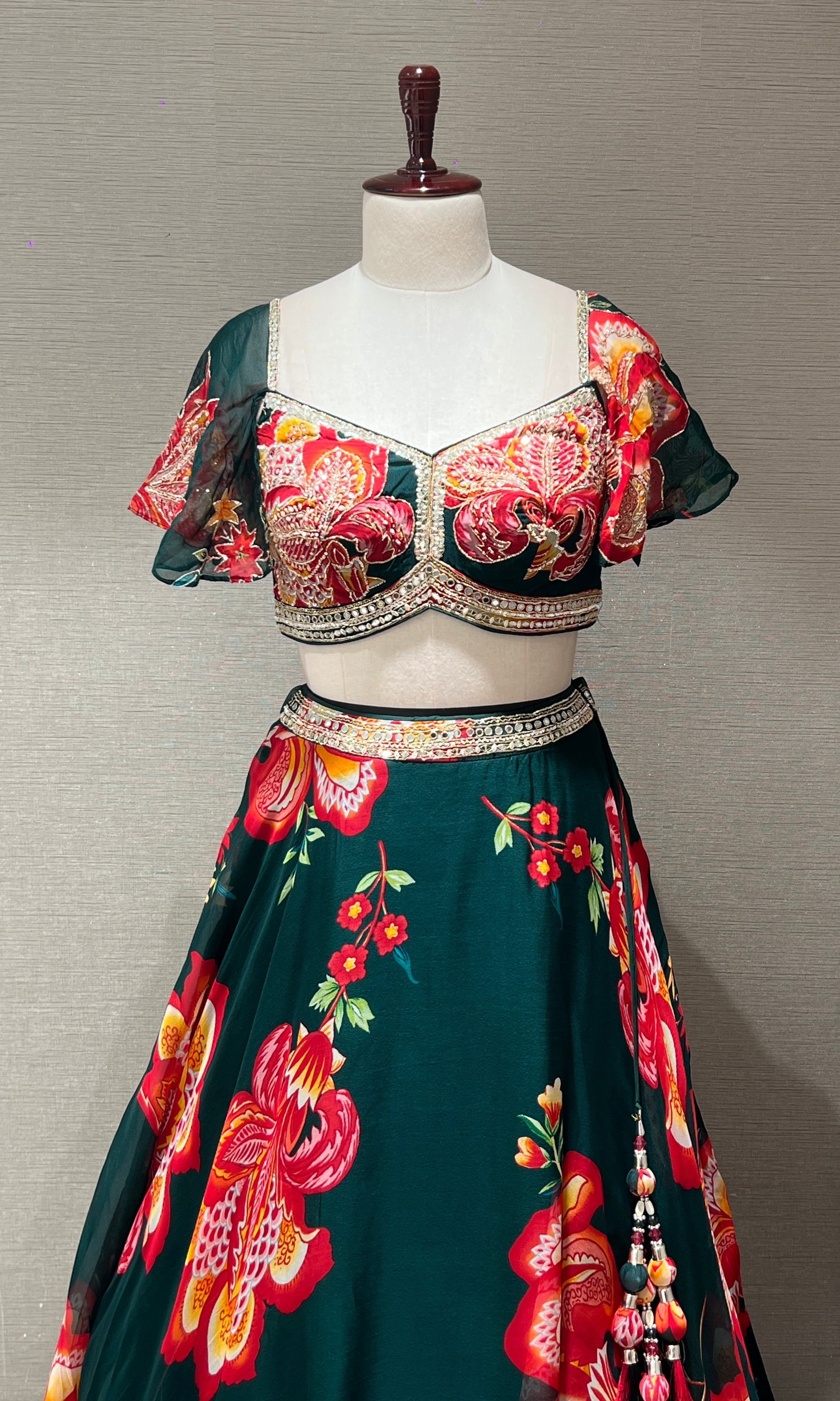 Bottle green Lehenga