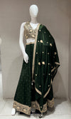 Bottle green golden embroidered lehanga