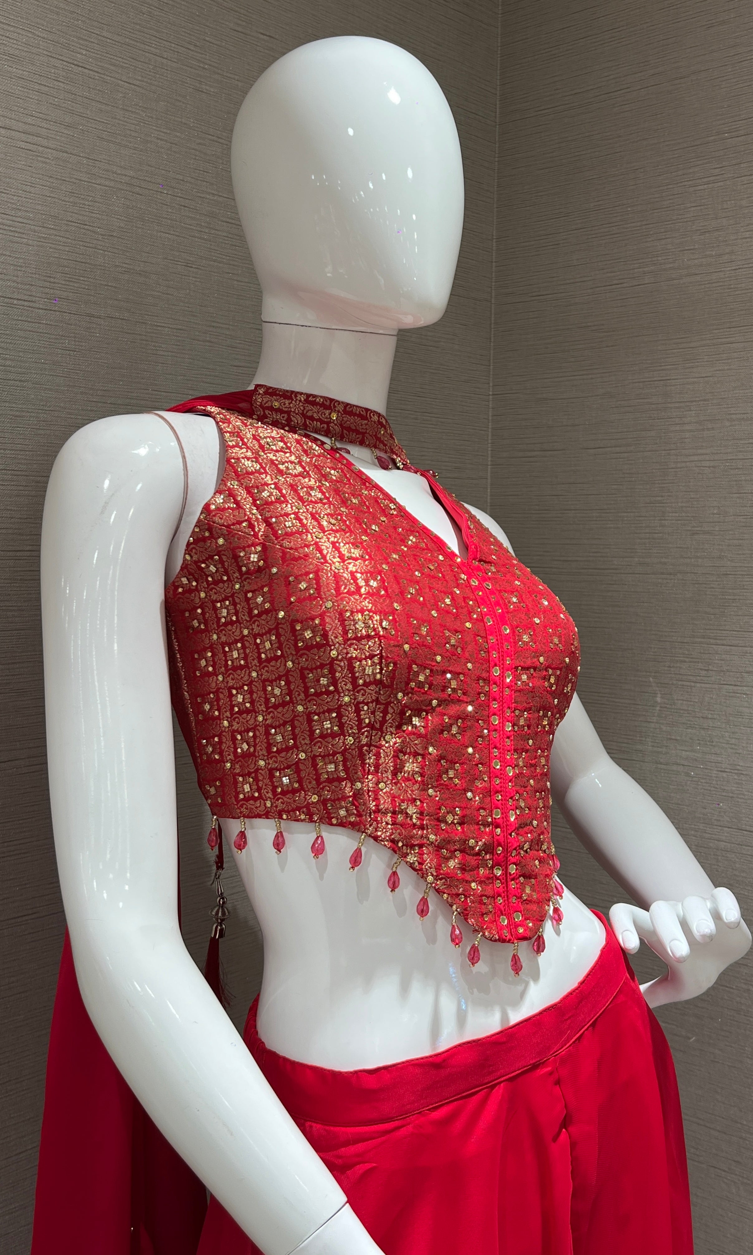 Rani pink palazzo with sequined corset blouse