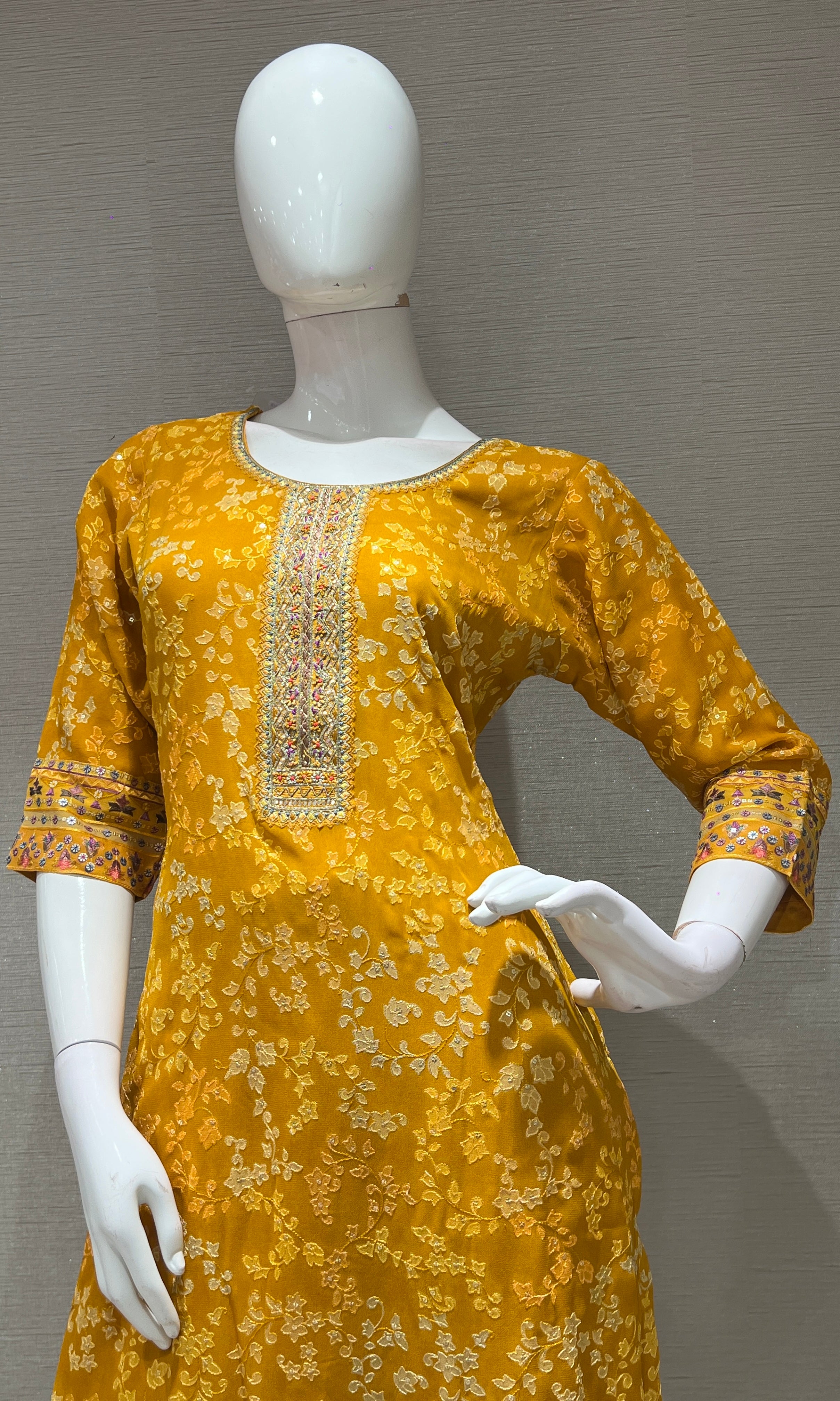 Light Yellow Embroidered Kurta Set