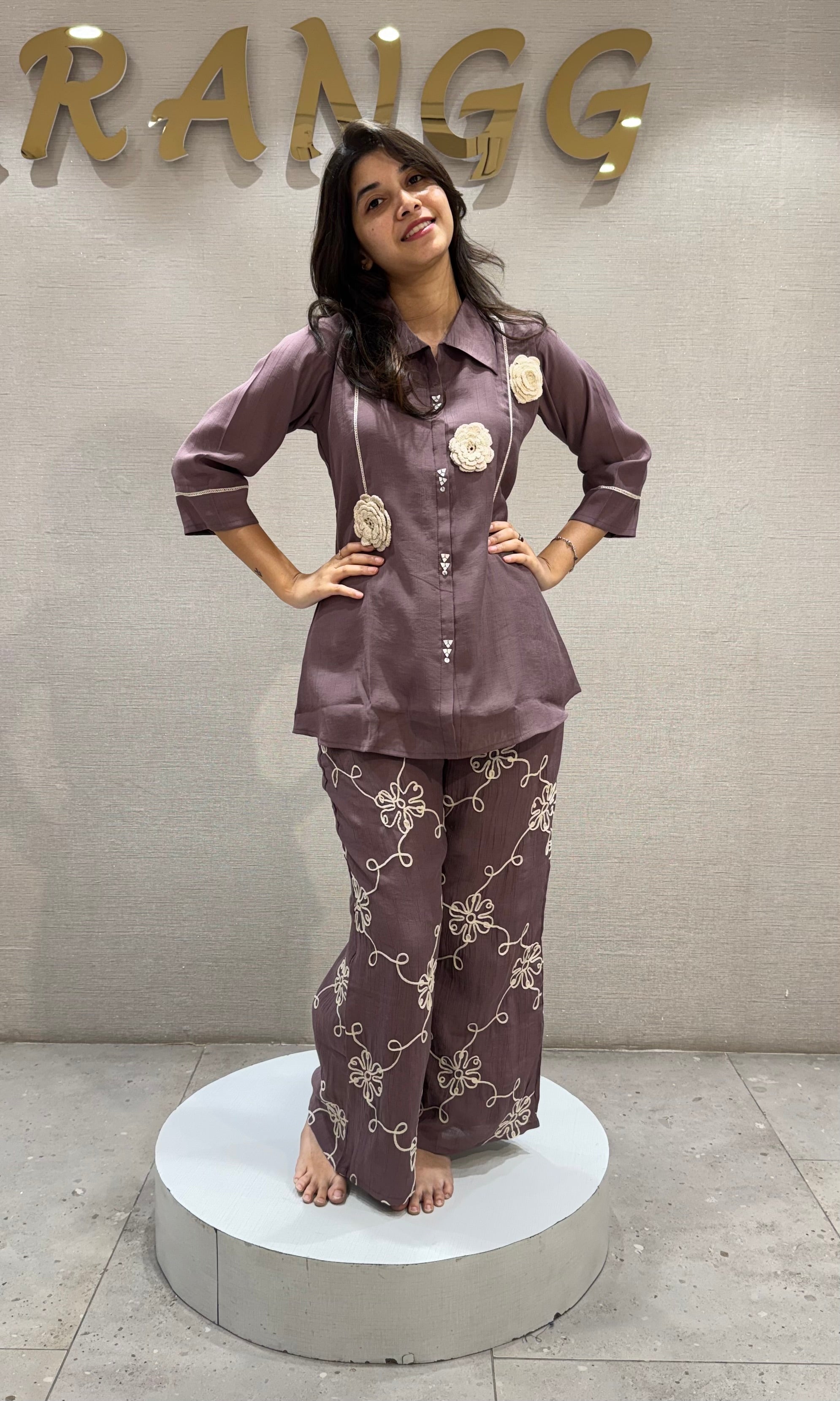 Mauve Blossom Shirt cord set