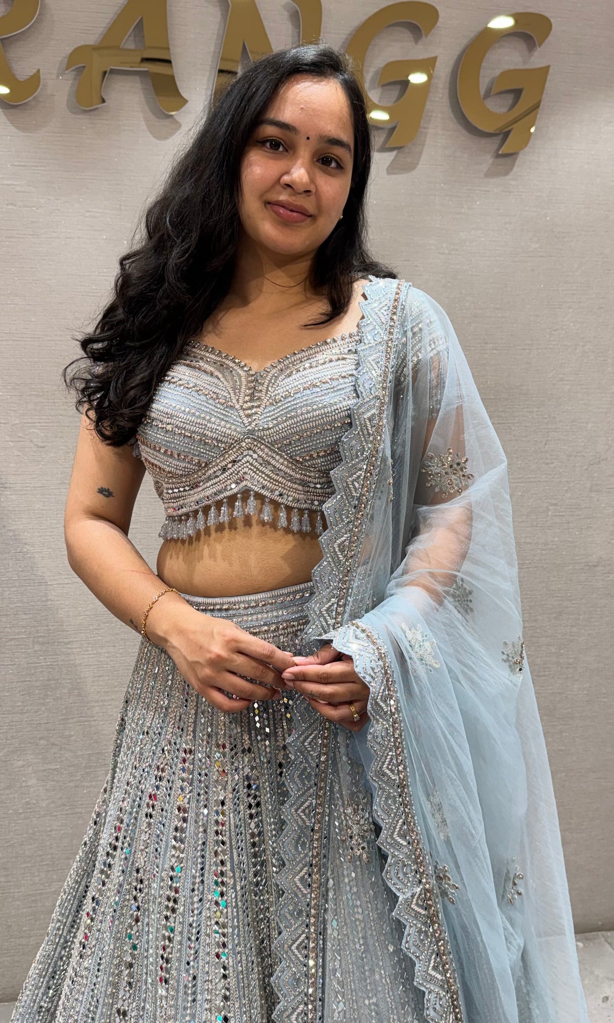 Blue Silver Embroidered Bridal Lehenga