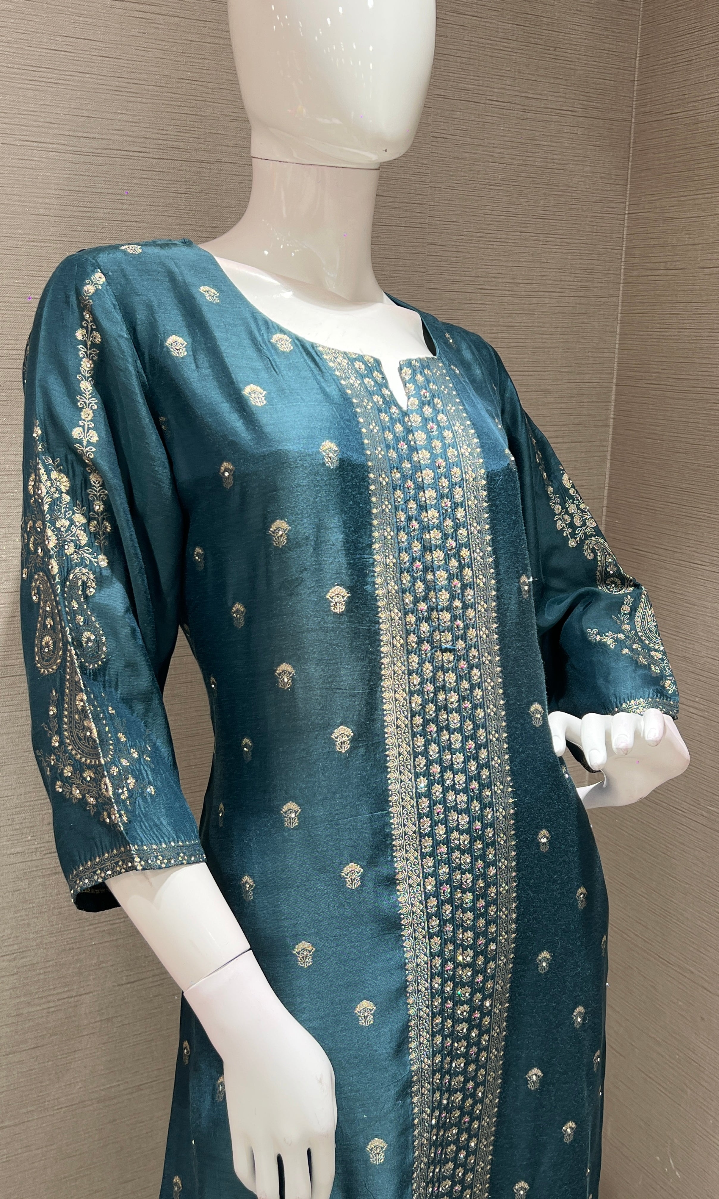 Teal Blue Ethnic KURTA SET